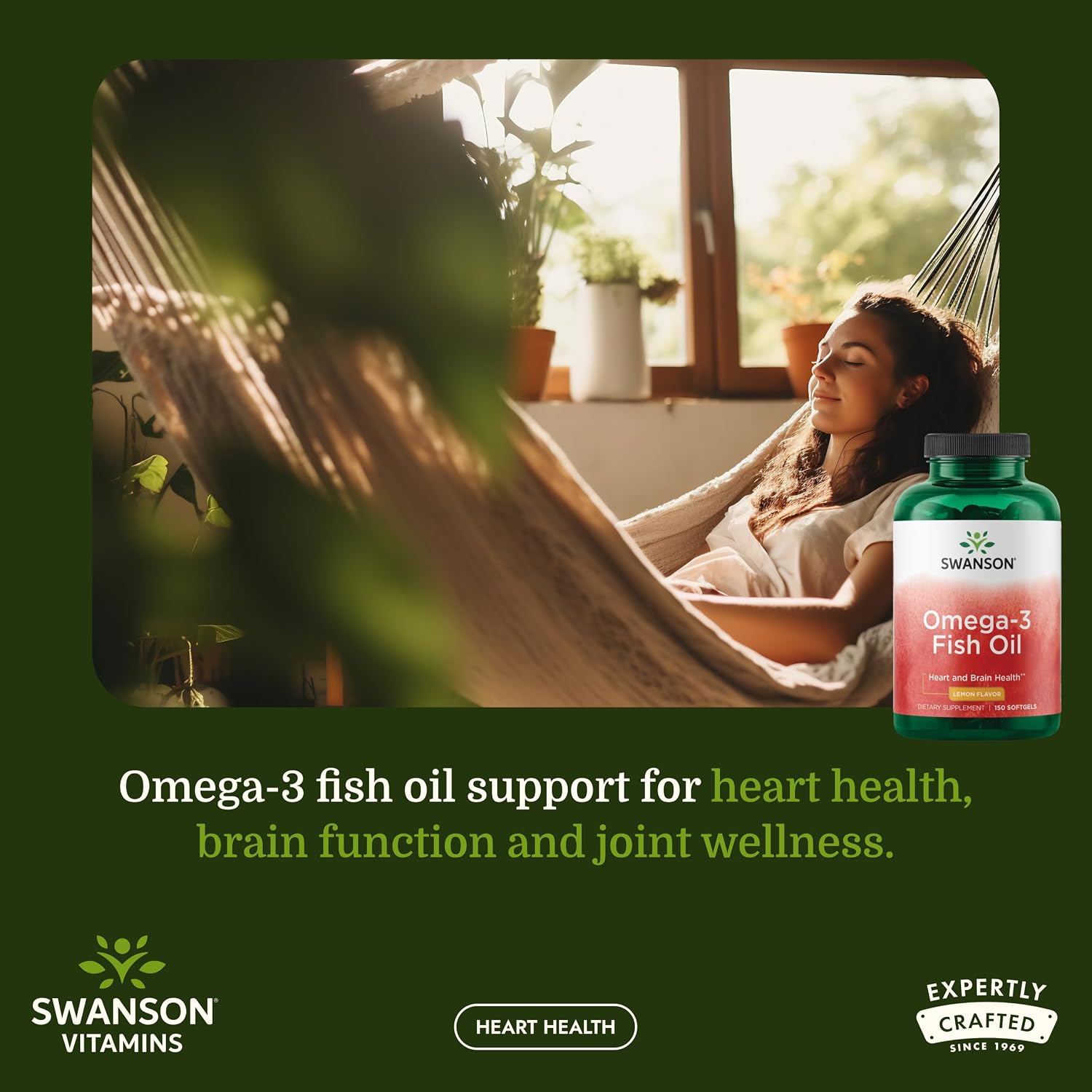 Swanson Omega-3 Fish Oil, 180 mg EPA + 120 mg DHA, 150 Softgels, Lemon | Heart, Brain, and Joint Support Supplement for Health-Conscious Adults, Provides Essential Fatty Acids EPA and DHA