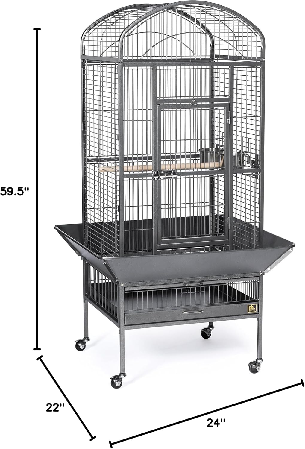 Prevue Pet Products Dometop Bird Cage - Large, Black Hammertone | for Parrots, Conures, Caiques, Small Cockatoos, Big Bird Cage with Wheels