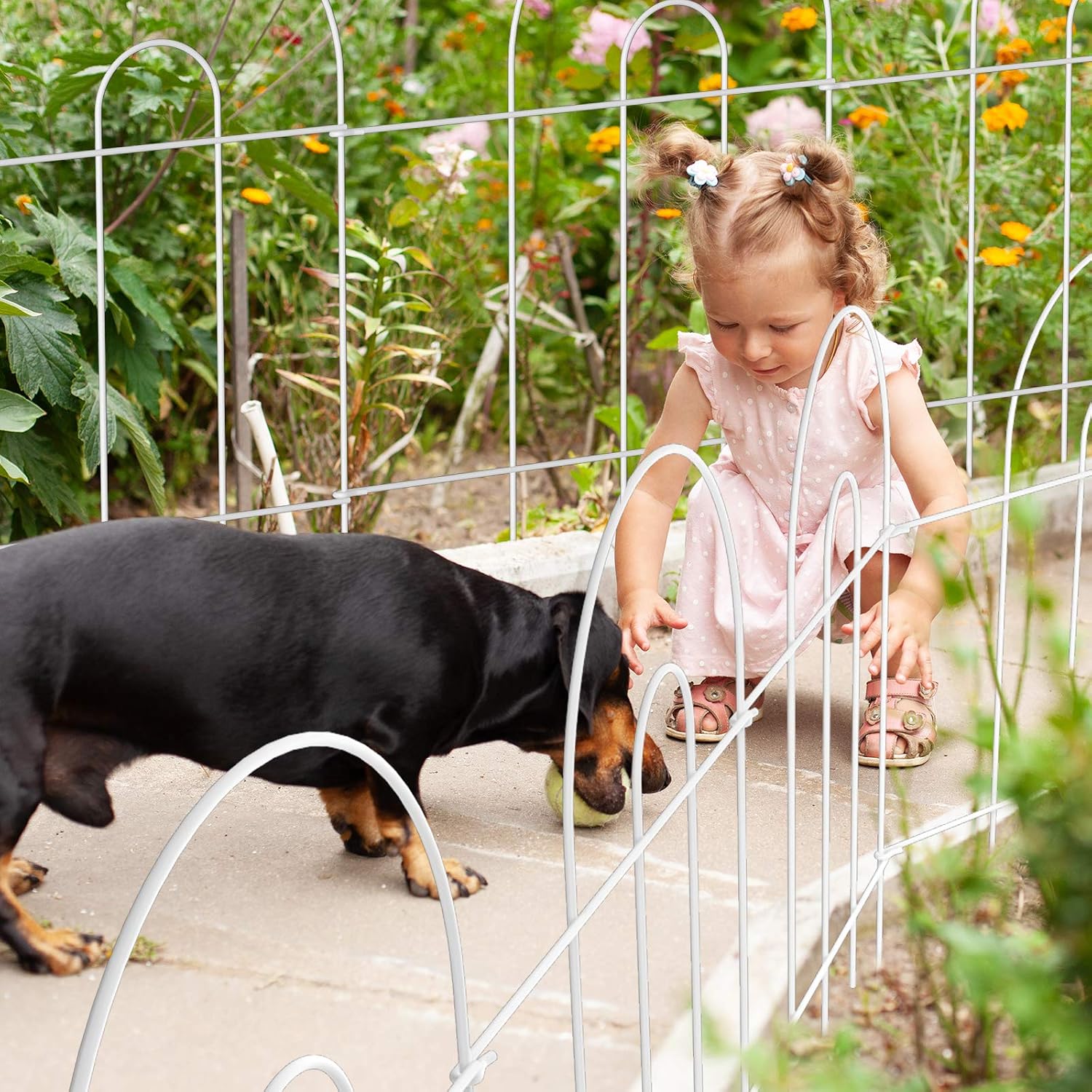 AMAGABELI 10 Panels 17in(H)×10ft(L) Decorative Garden Fences and Borders for Dogs No Dig Rustproof Metal Fence Panels Garden Edging Border Animal Barrier Fencing for Flower Beds Yard Patio Decor Black