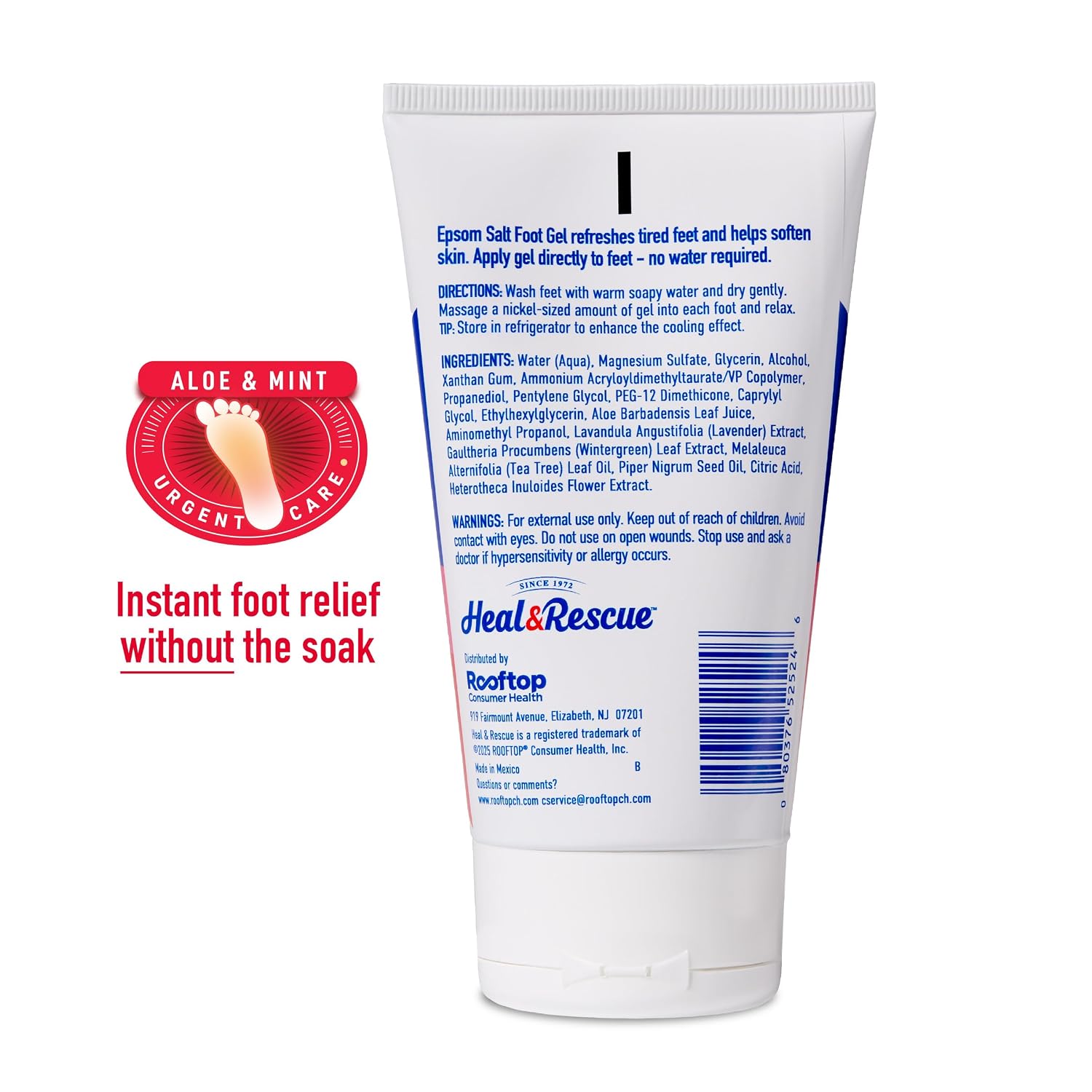 Heal&Rescue Epsom Salt Foot Gel, 4 Ounce, Soothing Relief for Painful, Tired, Aching Feet