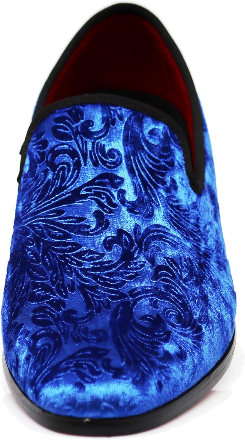 SPK35 Men's Vintage Velvet Flower Designer Dress Loafers Slip On Shoes Classic Tuxedo Dress Shoes