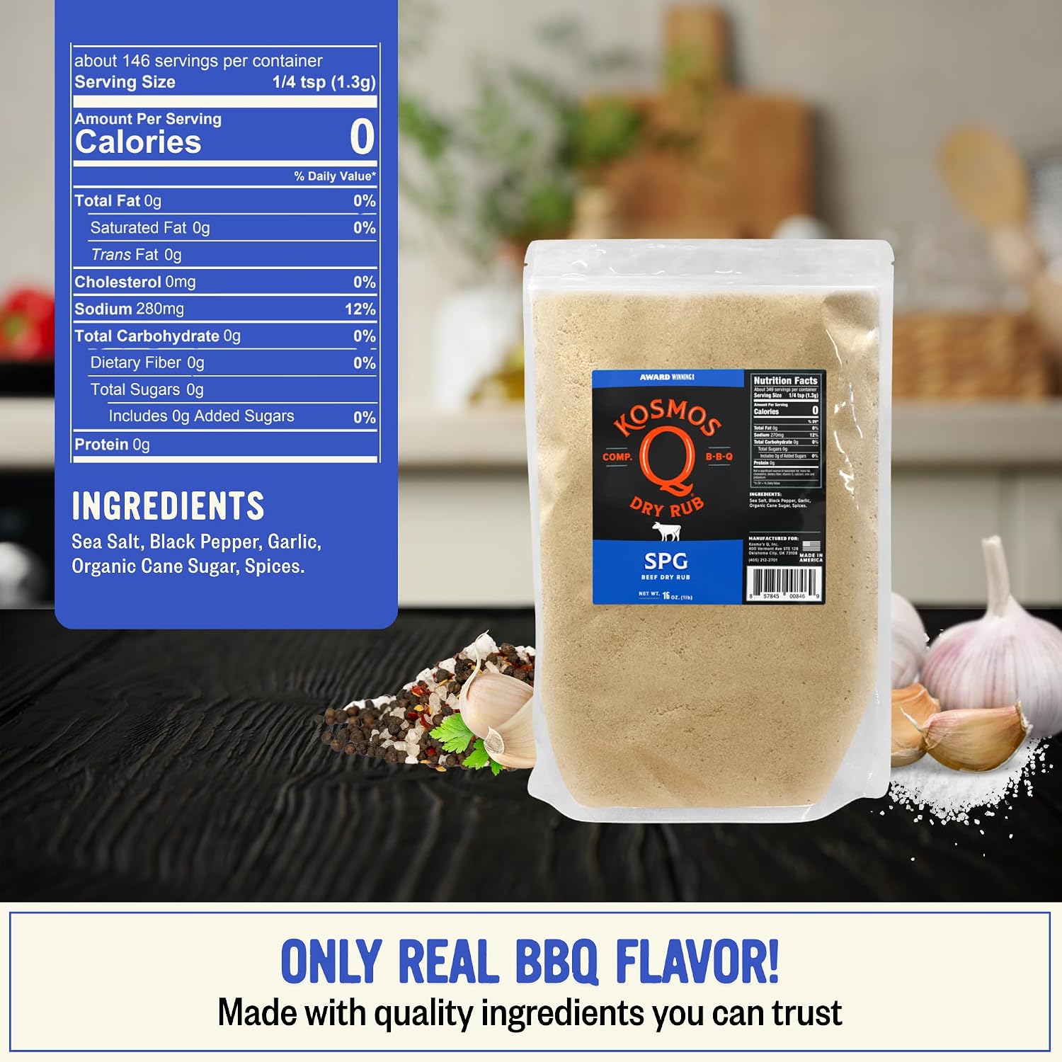 Kosmos Q Hot Dirty Bird BBQ Dry Rub, Spicy Seasoning with Chili Pepper, Brown Sugar, Garlic & Onion for Chicken, Turkey, Ribs, Pork, Dry Rub for Smoking & Grilling Meat, BBQ Spice Blend, 11 Oz Bag