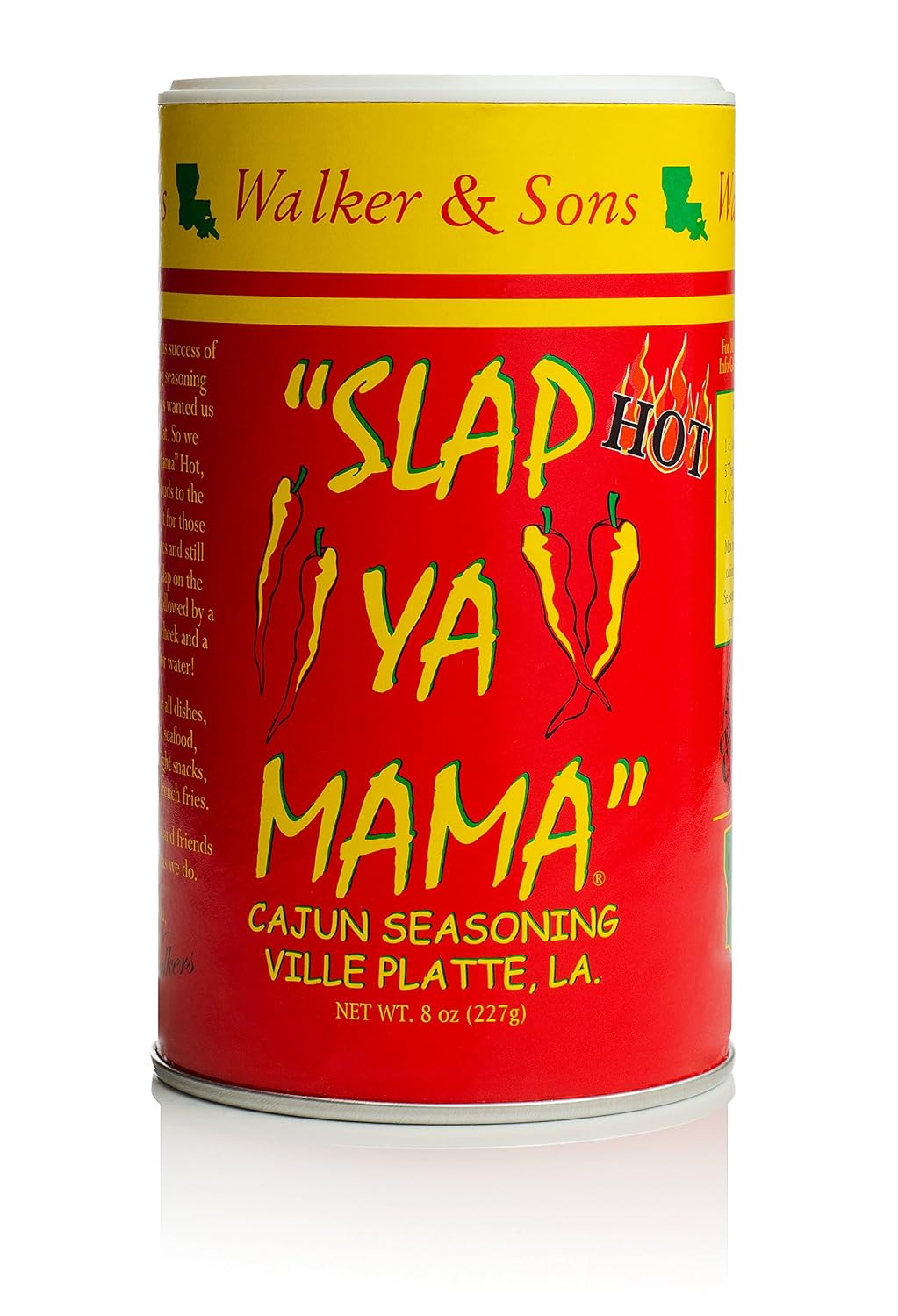 Slap Ya Mama Cajun Seasoning from Louisiana, Hot Blend, No MSG and Kosher, 8 Ounce Can | one 8 oz canister of Hot Blend Cajun seasoning for chicken, seafood, vegetables, grilling, and everyday meals.