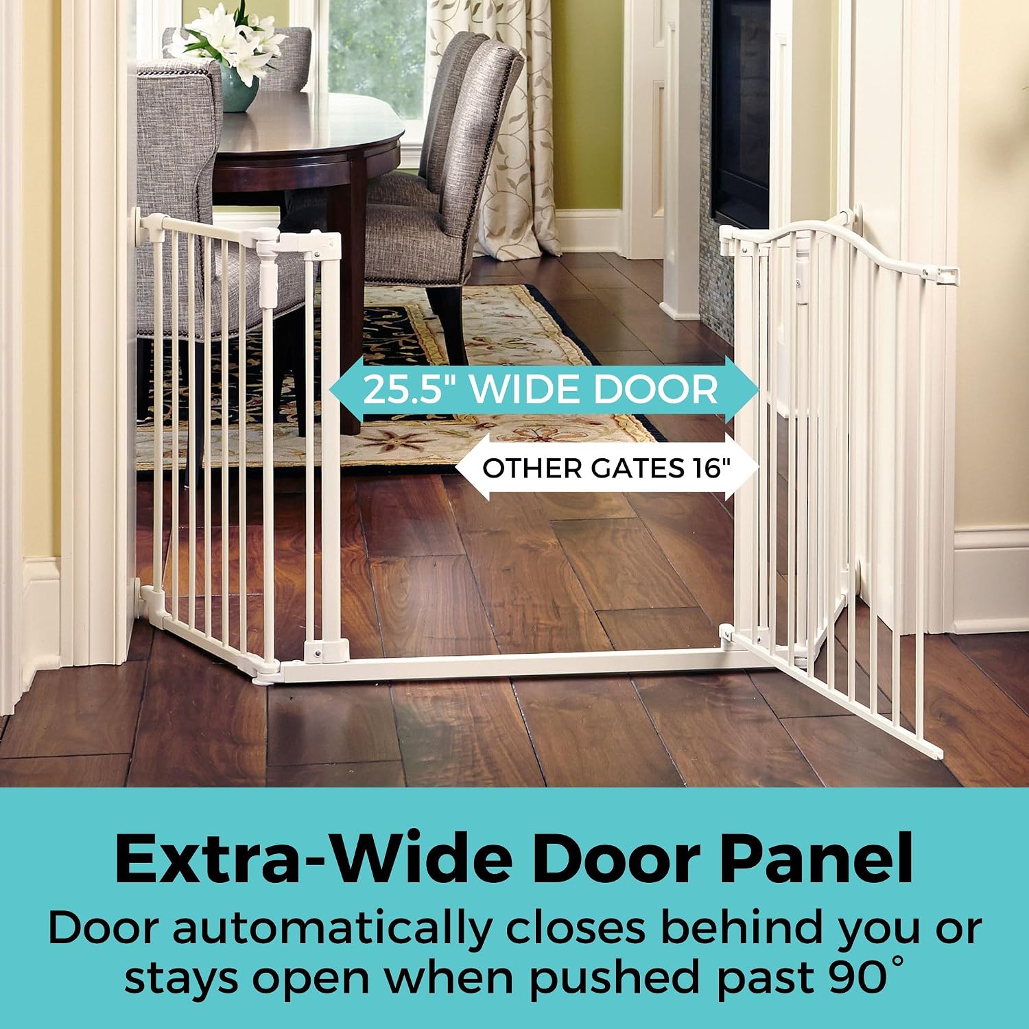 Toddleroo by North States - Deluxe Décor Safety Gate: Hardware Mounted Extra Wide Metal Baby Gate - Adjustable Child Gate - 38.3 to 72 Inches Wide - 30 Inches Tall - Matte Bronze