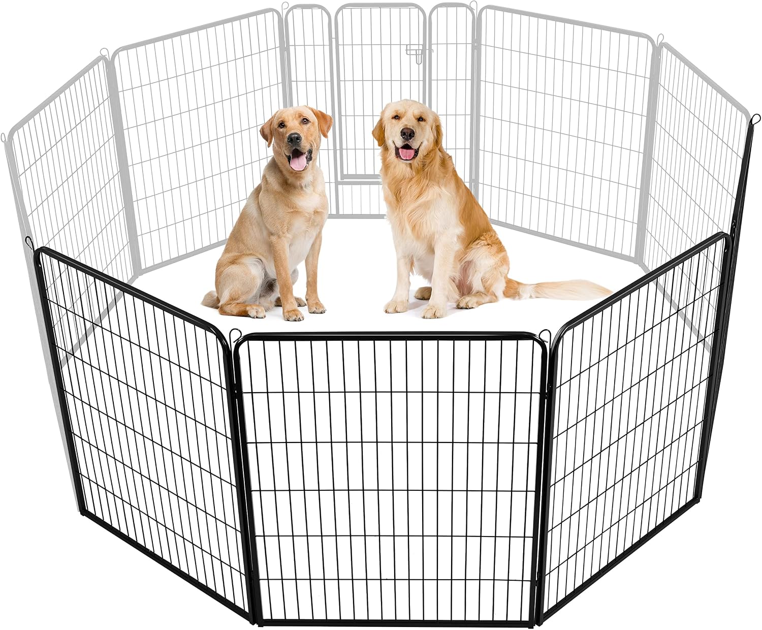 Yaheetech Dog Playpen 24in 16 Panels Pet Fence for Indoor Yard RV Camping | Easy Setup, Heavy Duty Rustproof Frame with Secure Latch Door, DIY Layouts,Foldable Storage, for Puppies & Small Dogs