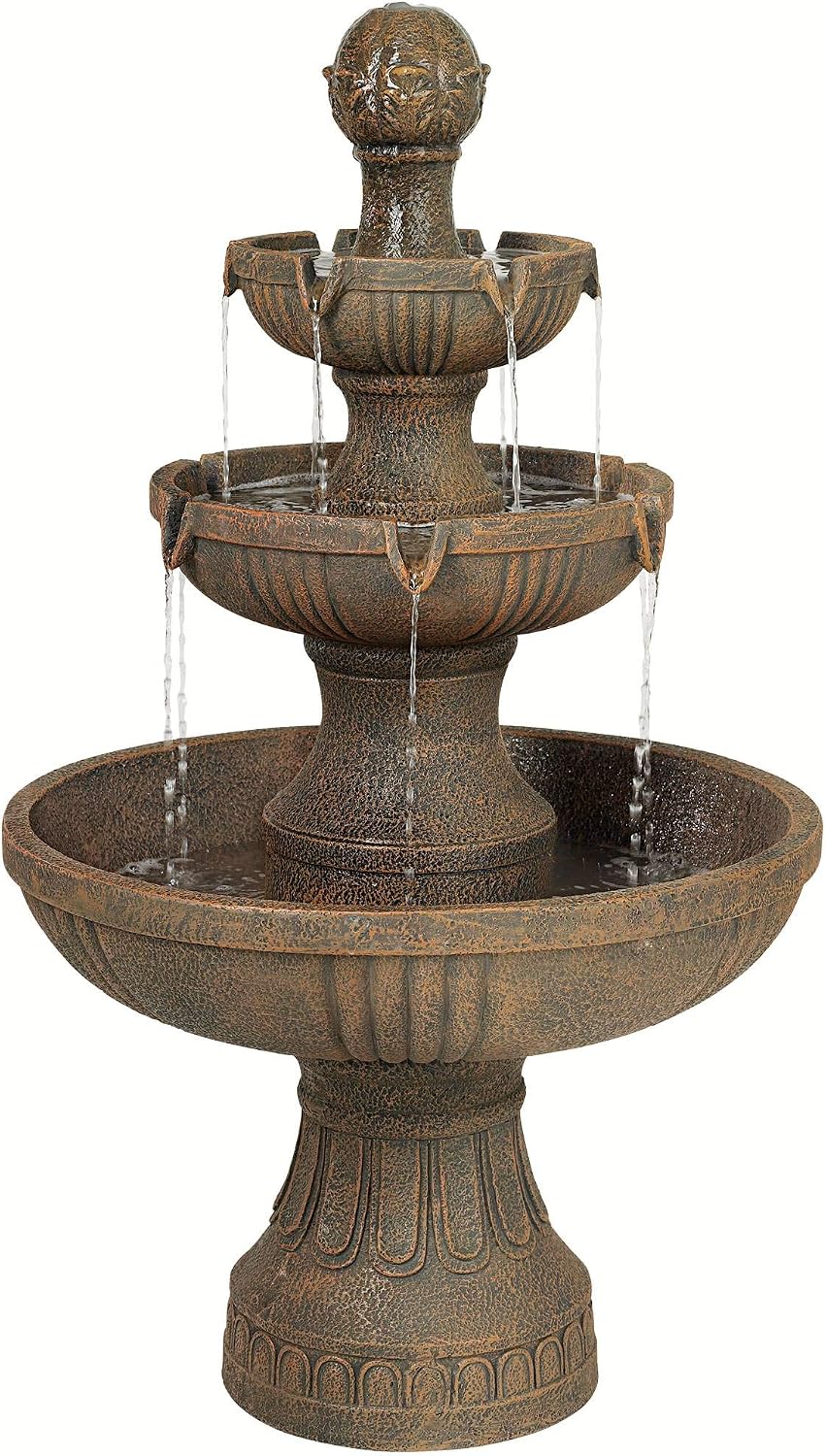 John Timberland Ravenna 43" Large Italian Garden Tiered Outdoor Fountain | Indoor Decor Faux Stone Floor Standing Waterfall 3-Tier Basin Tall Water