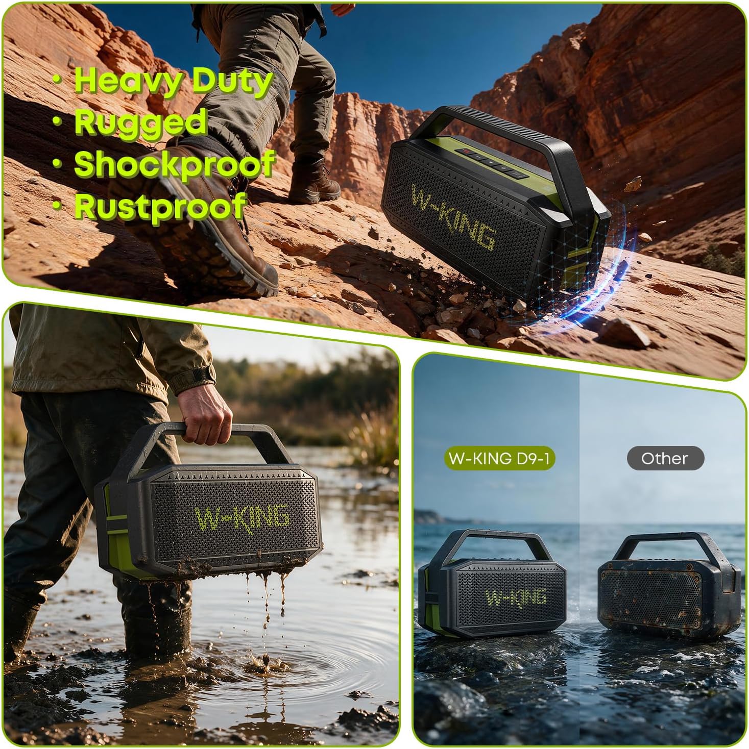 W-KING Bluetooth Speaker, 100W Peak Outdoor Portable Loud Speakers Wireless