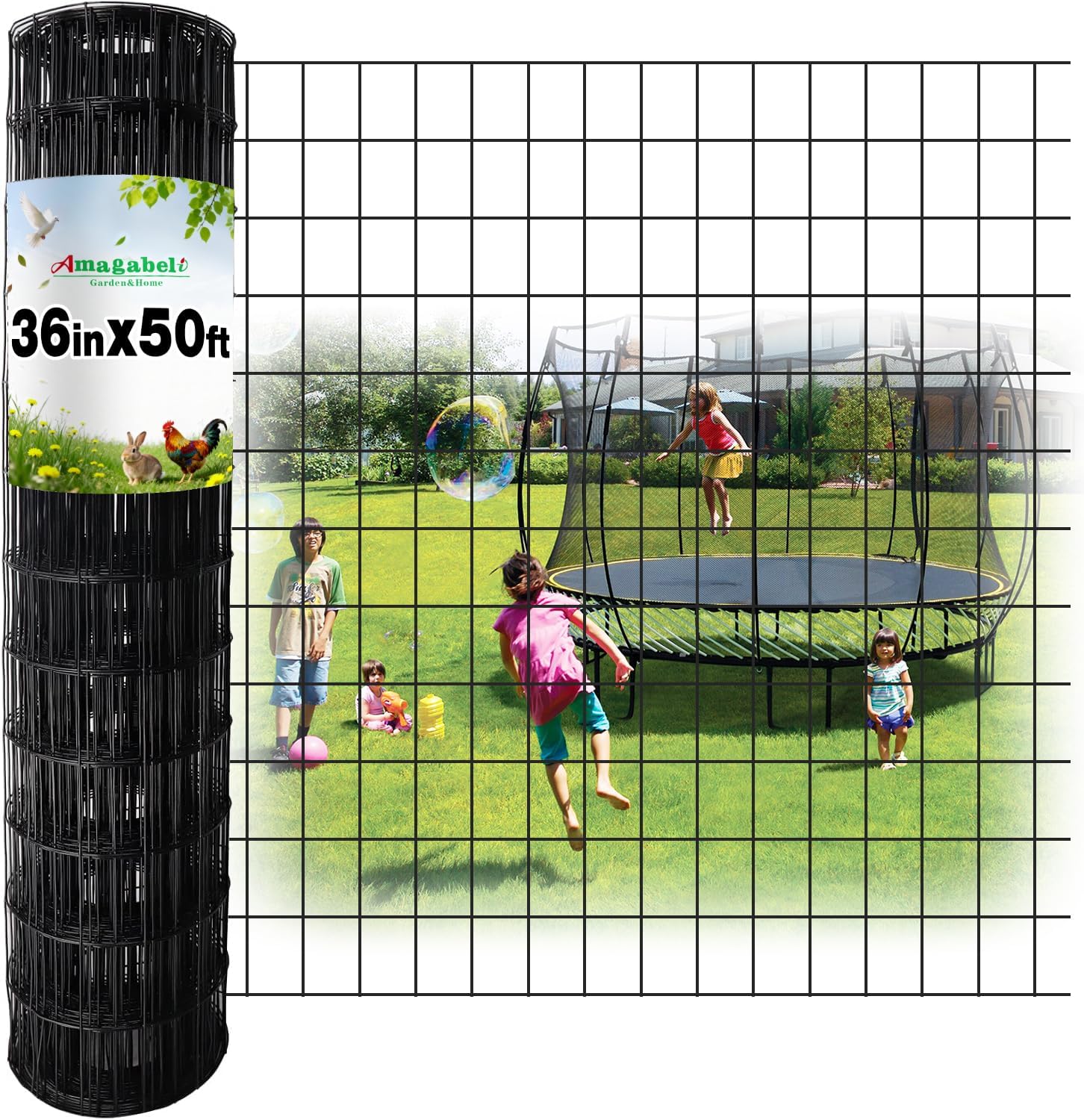 Amagabeli Hardware Cloth 1/2 inch 36 x 100 ft 19 Gauge Chicken Wire Fence Hot-Dipped Galvanized After Welding Welded Wire Fencing Mesh Roll Garden Plant Support Poultry Rabbit Cage Snake Gopher