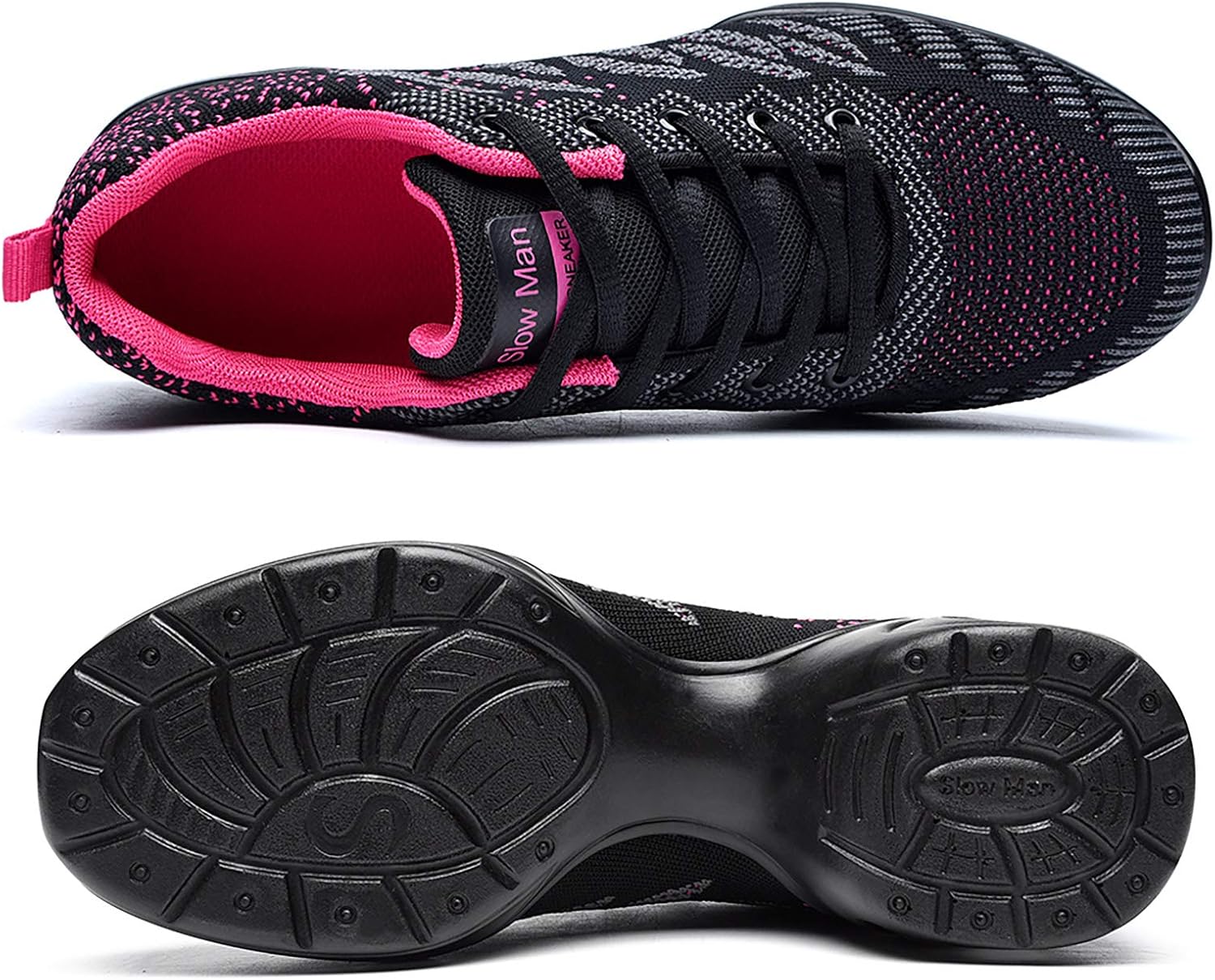 Slow Man Women's Jazz Shoes Lace-up Sneakers - Breathable Air Cushion Lady Split Sole Athletic Walking Dance Shoes Platform