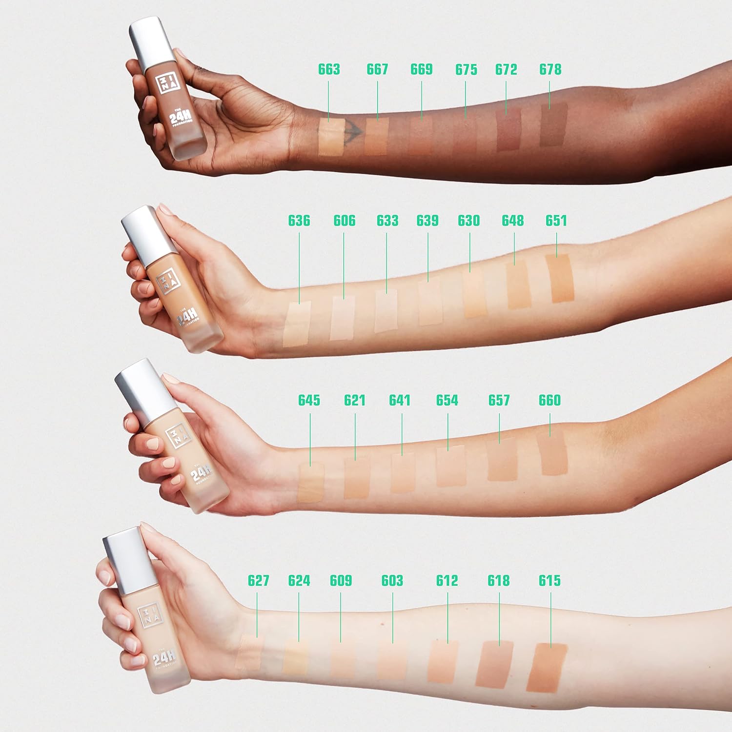 3INA The 3-in-1 Foundation – Liquid Foundation with SPF 15 – 12-Hour, Light to Medium Coverage – Skincare, Concealer, Coverage in One – 213 – 1.01 oz