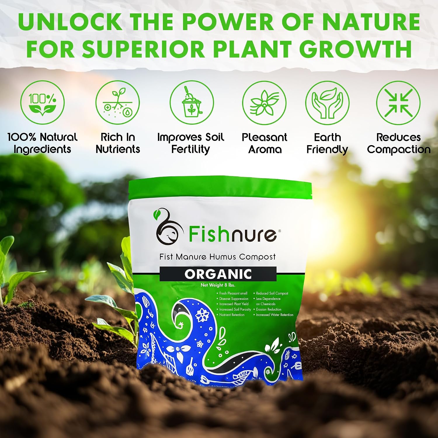 Fishnure - Humus Fish Compost Fertilizer for Indoor Plants, Outdoor Houseplant Fertilizer Supports Natural Production of Plant Food for Houseplants