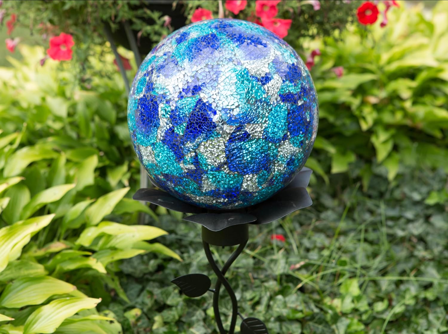 Echo Valley Blue/Aqua Gazing Globe, Hand Crafted Glass Globe, Outdoor Décor, 10 inch