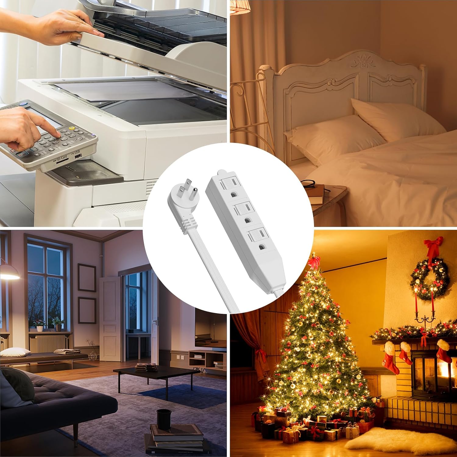 2 Pack 12 Feet 3 Outlets with Hand/Foot Switch Extension Power Cord.