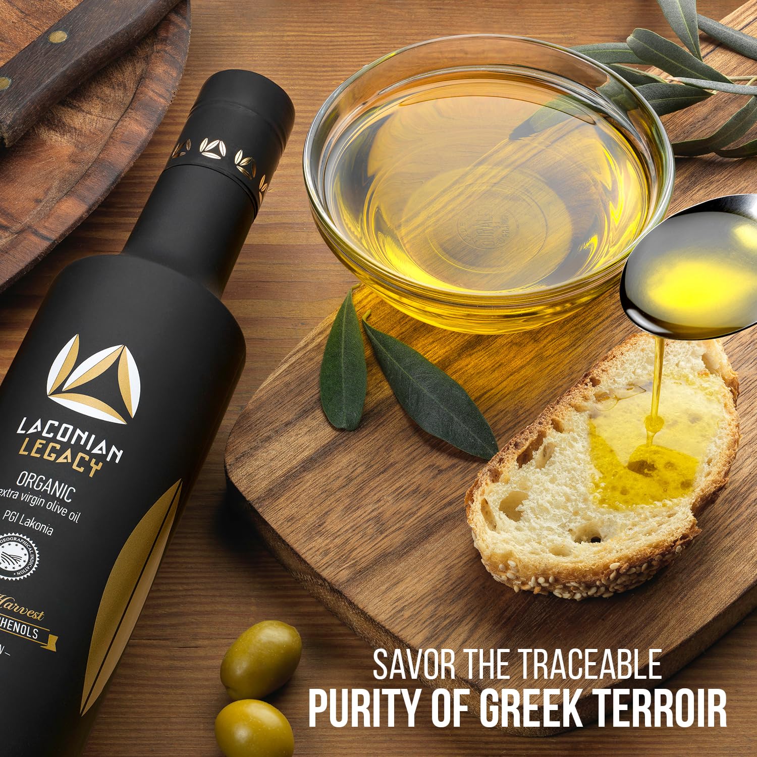 LACONIAN LEGACY High Polyphenol Organic Greek Extra Virgin Olive Oil - 2026 GOLD WINNER - Premium Luxury Gift Box - Early Harvest EVOO - Rare