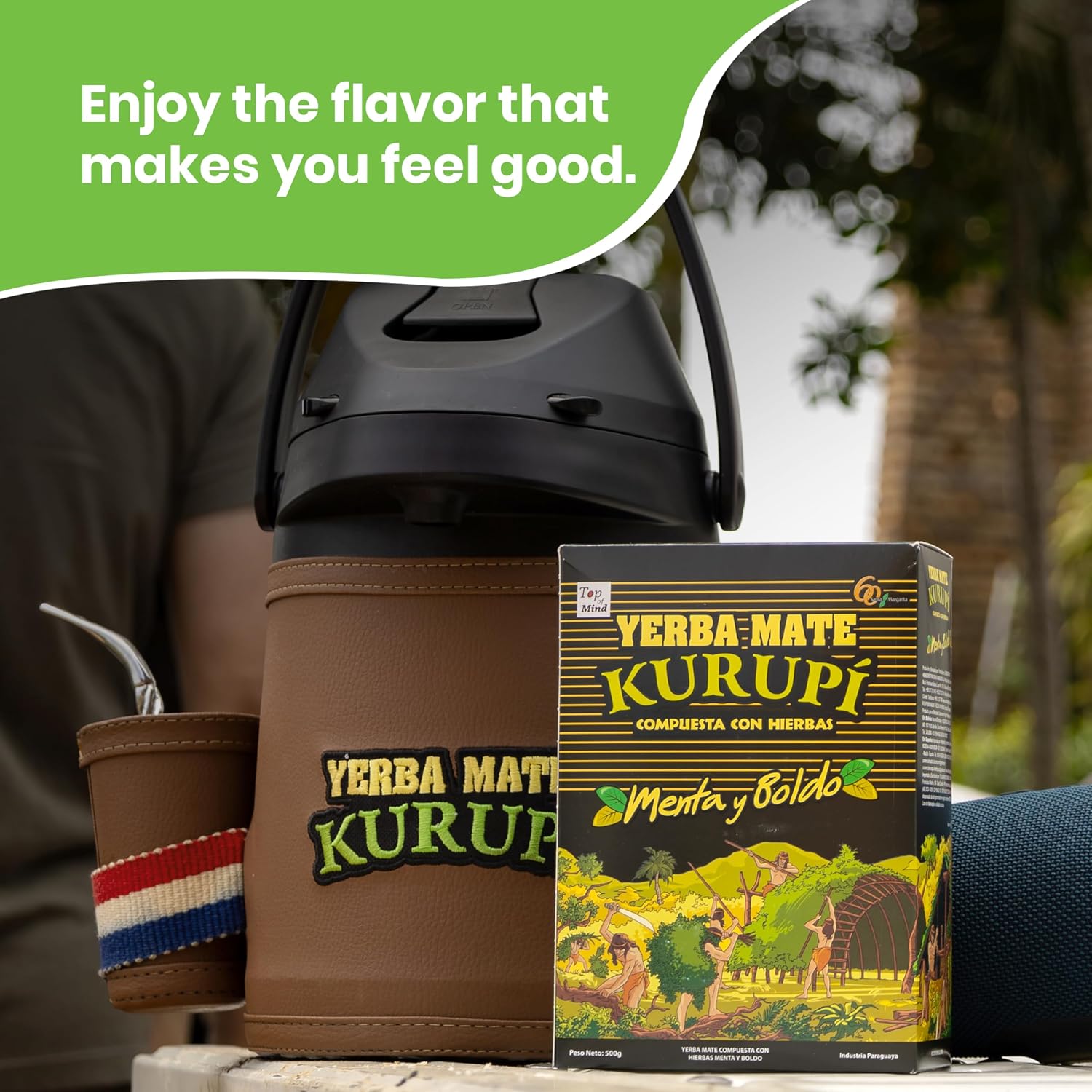 Kurupi Yerba Mate with Mint & Boldo 500 g (1.1 lb) | Paraguayan Herbal Loose Leaf Blend | Refreshing Natural Mate Tea with Mint & Boldo Leaves