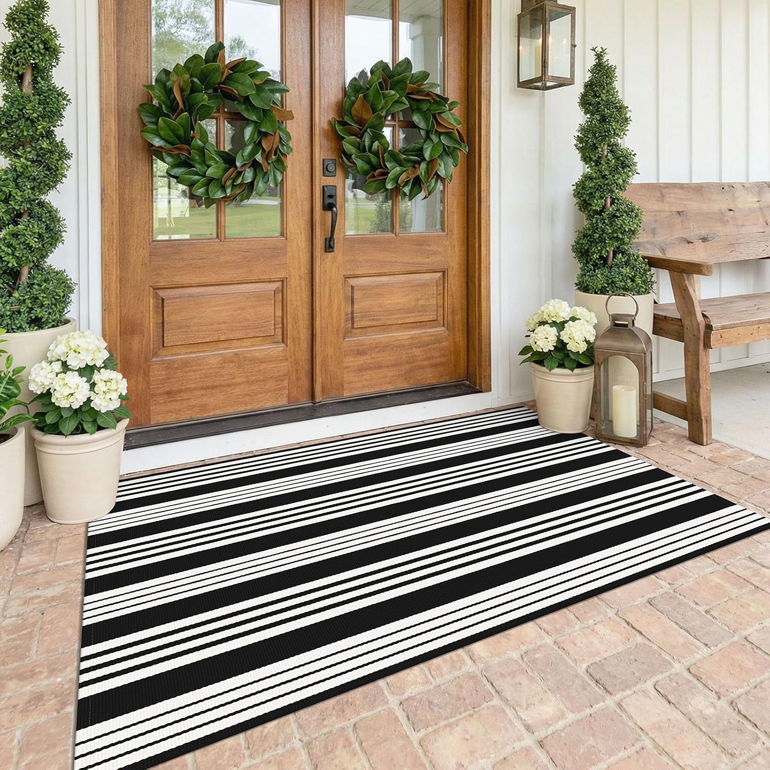 KOZYFLY Black and White Area Rug 3x5 Ft Washable