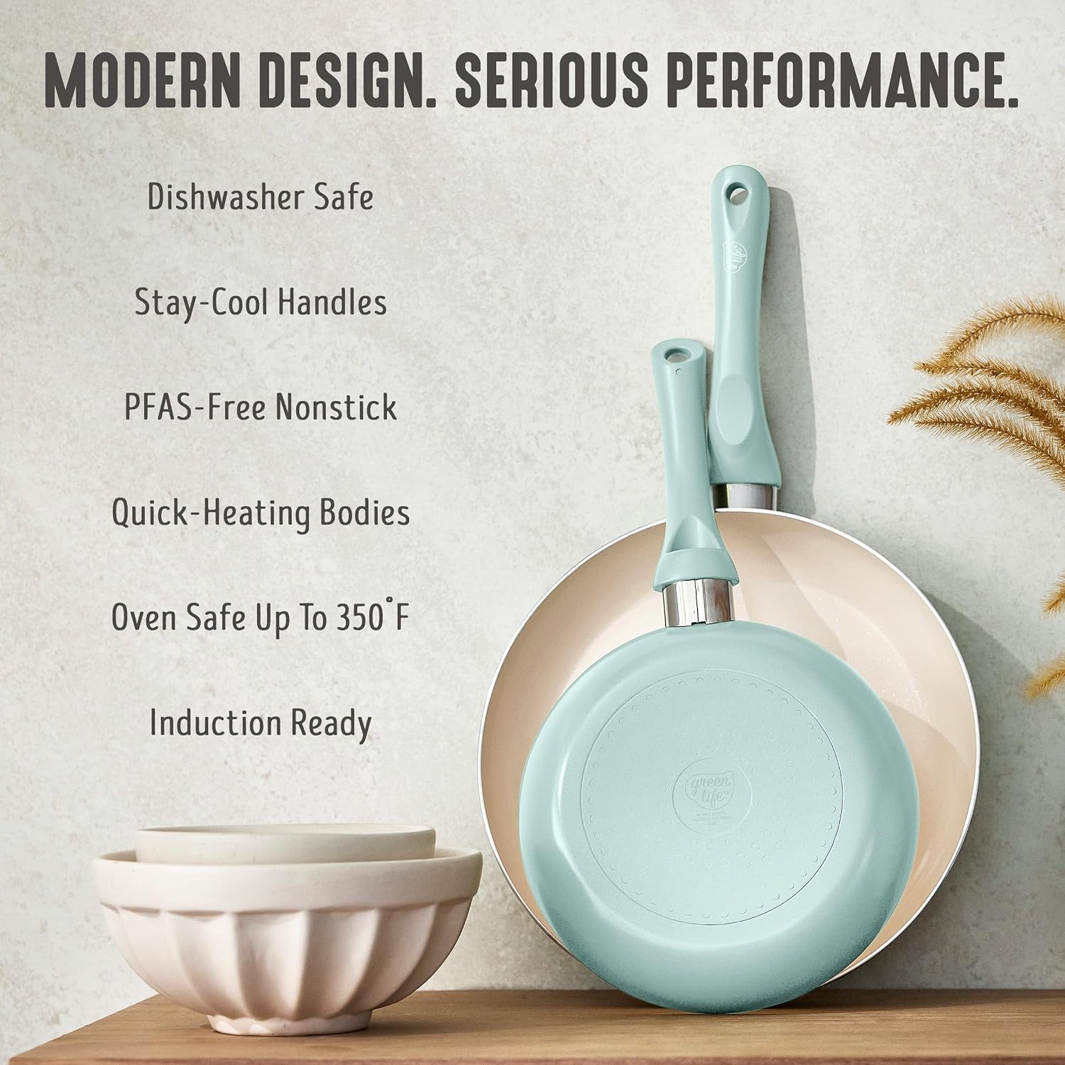 GreenLife 2 Piece (7” & 10”) Ceramic Nonstick Frying Pan Set, Turquoise | PFAS-Free Nonstick Coating, Family Skillet Set, Egg Pan, Omelet Pan, Stay-Cool Handles, Dishwasher & Oven Safe up to 350F