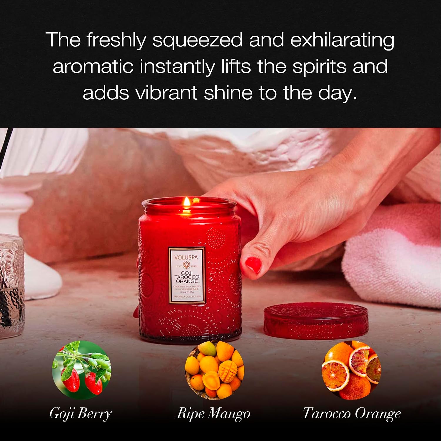 Voluspa Baltic Amber, Small Candle Jar, 5.5 oz, 50 Hour Burn Time, Coconut Wax for Clean Burning, Handcrafted in the USA