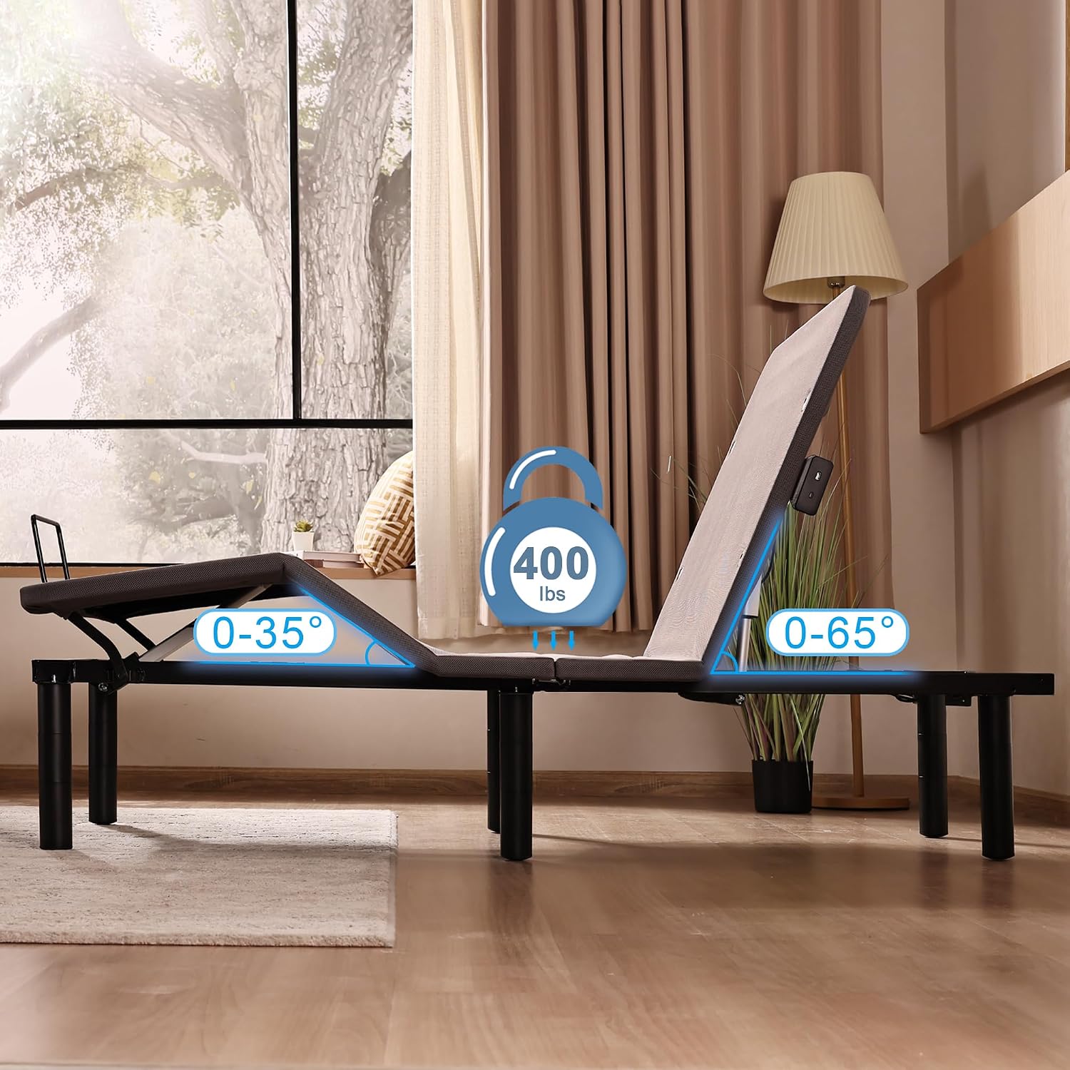 Fromann Adjustable Twin XL Bed Base Frame with Wireless Remote,USB Ports, Zero Gravity,Under Bed Led Lighting (Includes Synchronization Connector to King)