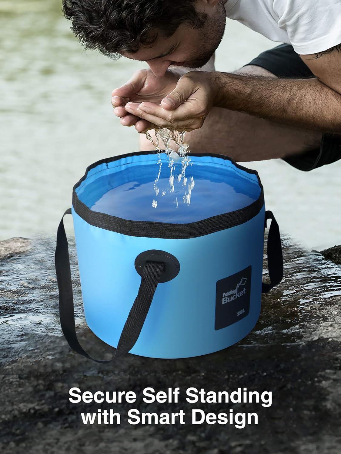 Luxtude Collapsible Bucket with Handle, Portable 5 Gallon Bucket for Camping, Fishing, Beach, Gardening, RV & Outdoor Emergency