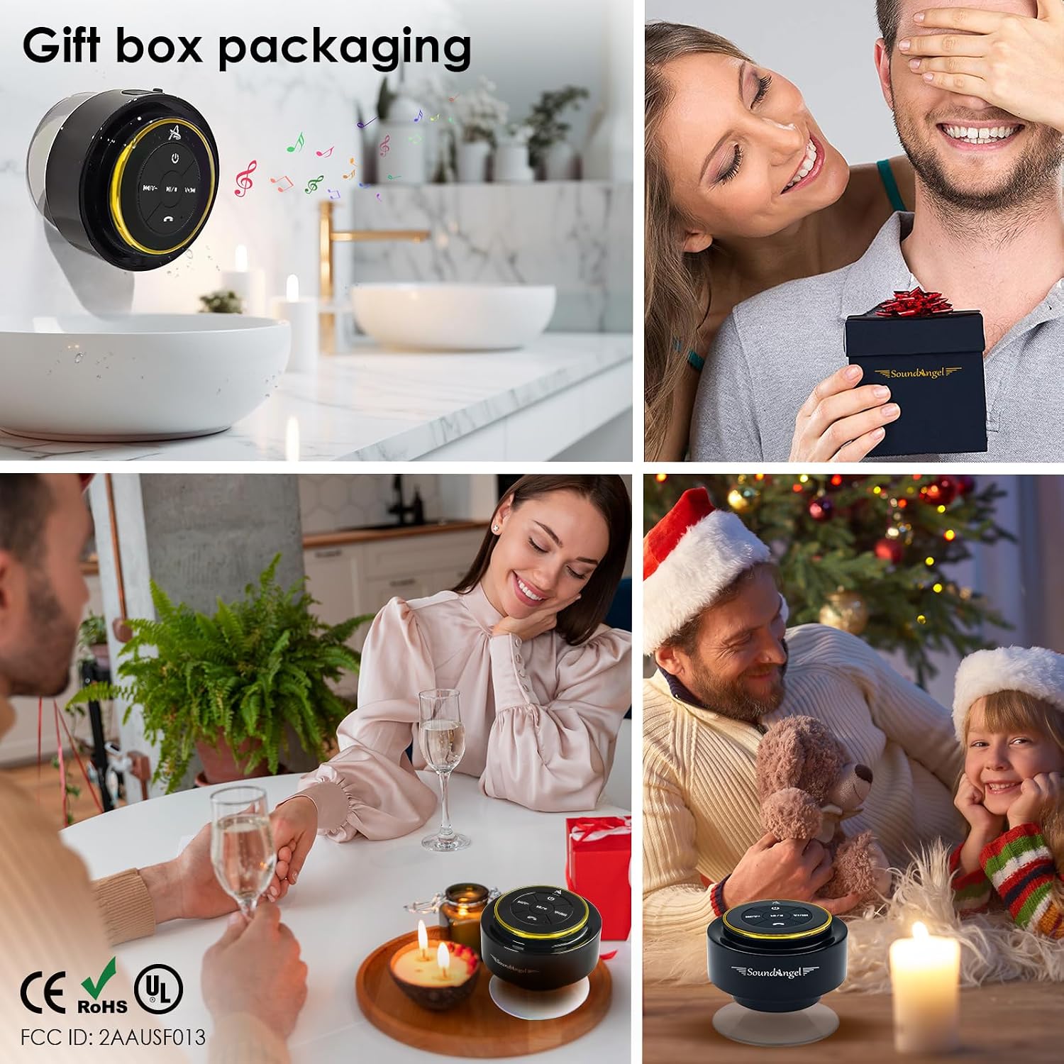 XLEADER, Upgraded, Pro Shower Speaker, Certified IPX7 Waterproof Bluetooth Speaker, with Suction Cup, Silicone Lanyard, 8W Crystal Sound&Rich Bass