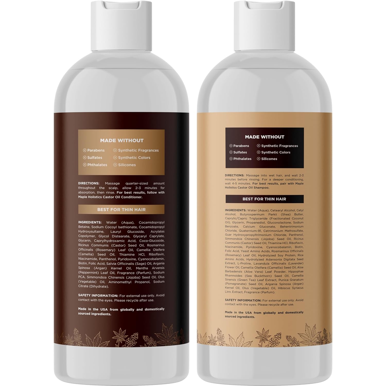 Sulfate Free Shampoo and Conditioner Set - Tea Tree Sage and Rosemary Shampoo and Conditioner for Dry Flaky Scalp Care - Deep Cleansing Color Safe Shampoo and Conditioner for Damaged Dry Hair Care