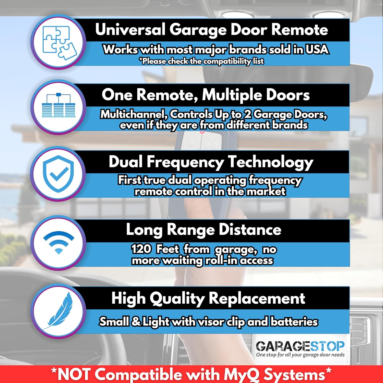 2X Universal Garage Door Opener Remote KLIK1U 375UT 375LM Garage Clicker