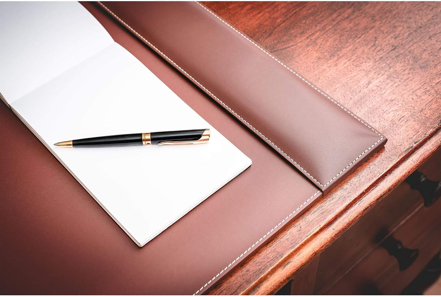 Dacasso Rustic Brown Desk Pad with Side-Rails, 25.5 by 17.25-Inch