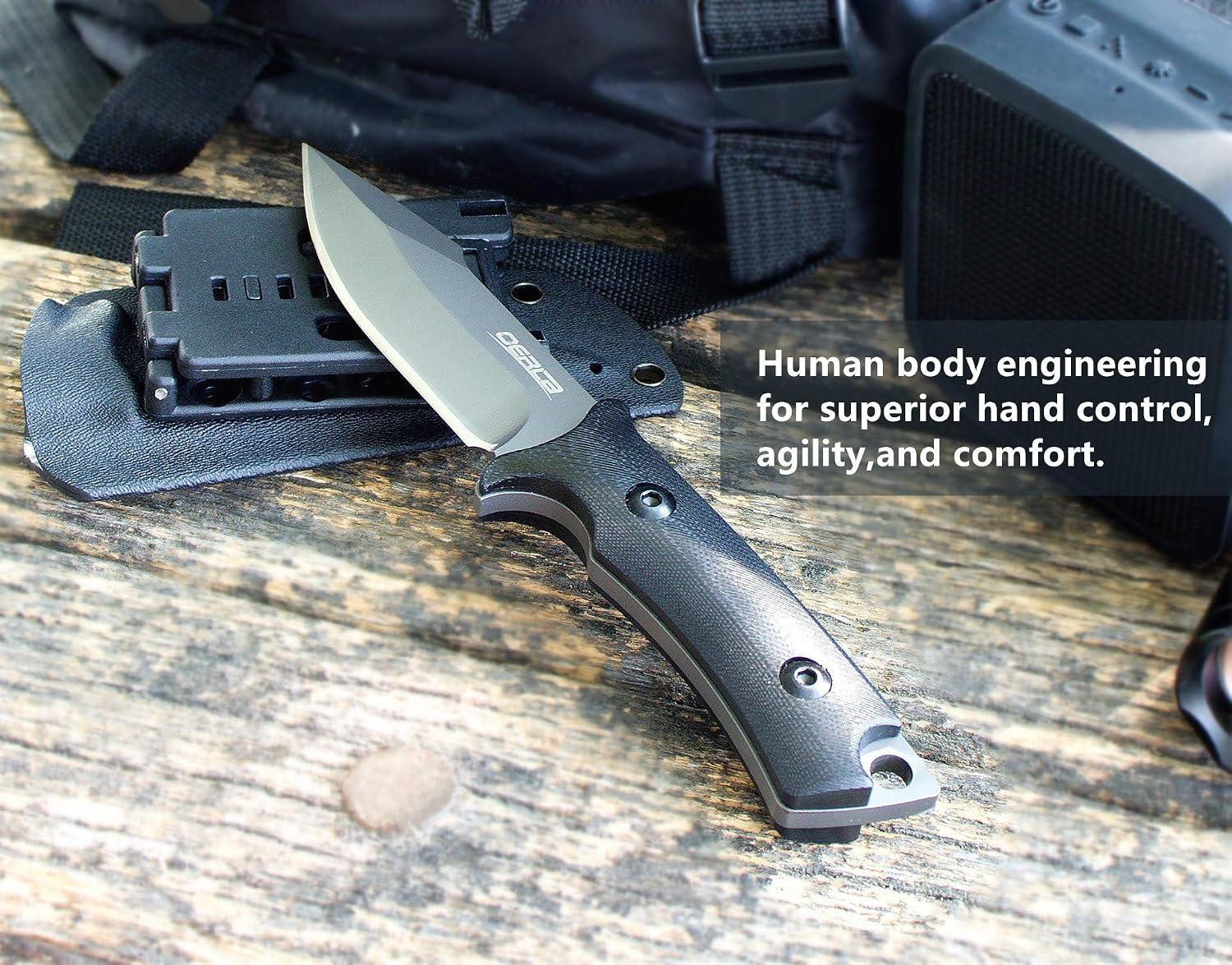 OERLA Fixed Blade Knife, Full Tang 420HC Stainless Steel Camping Knife, Outdoor EDC Hunting Survival Utility Knife with G10 Handle and Kydex Sheath