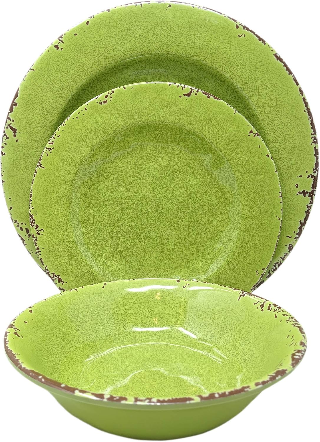 Gianna's Home 12 Piece Rustic Farmhouse Melamine Dinnerware Set, Service for 4 (Gray)