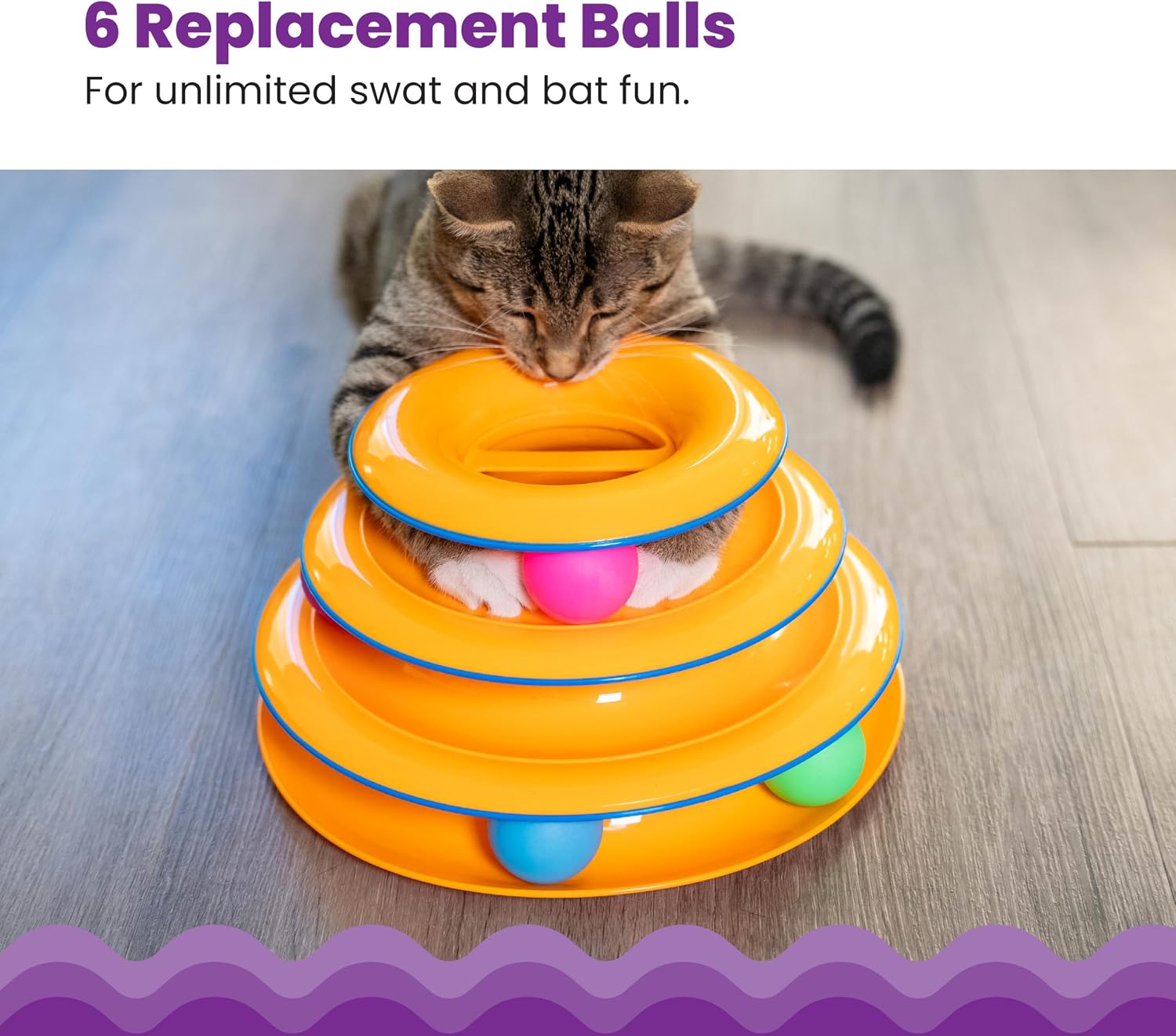 Catstages Tower of Tracks Cat Toy – 3-Level Track Tower with 6 Balls, Interactive Cat Toy for Indoor Enrichment