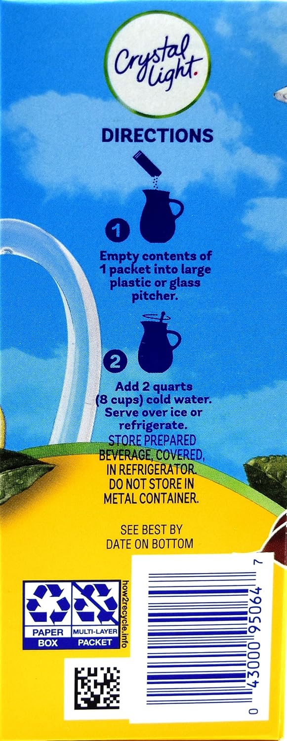 Crystal Light Iced Tea Drink Mix, Natural Lemon Flavor (12-Quart), 1.4-Ounce Packages (Pack of 4)