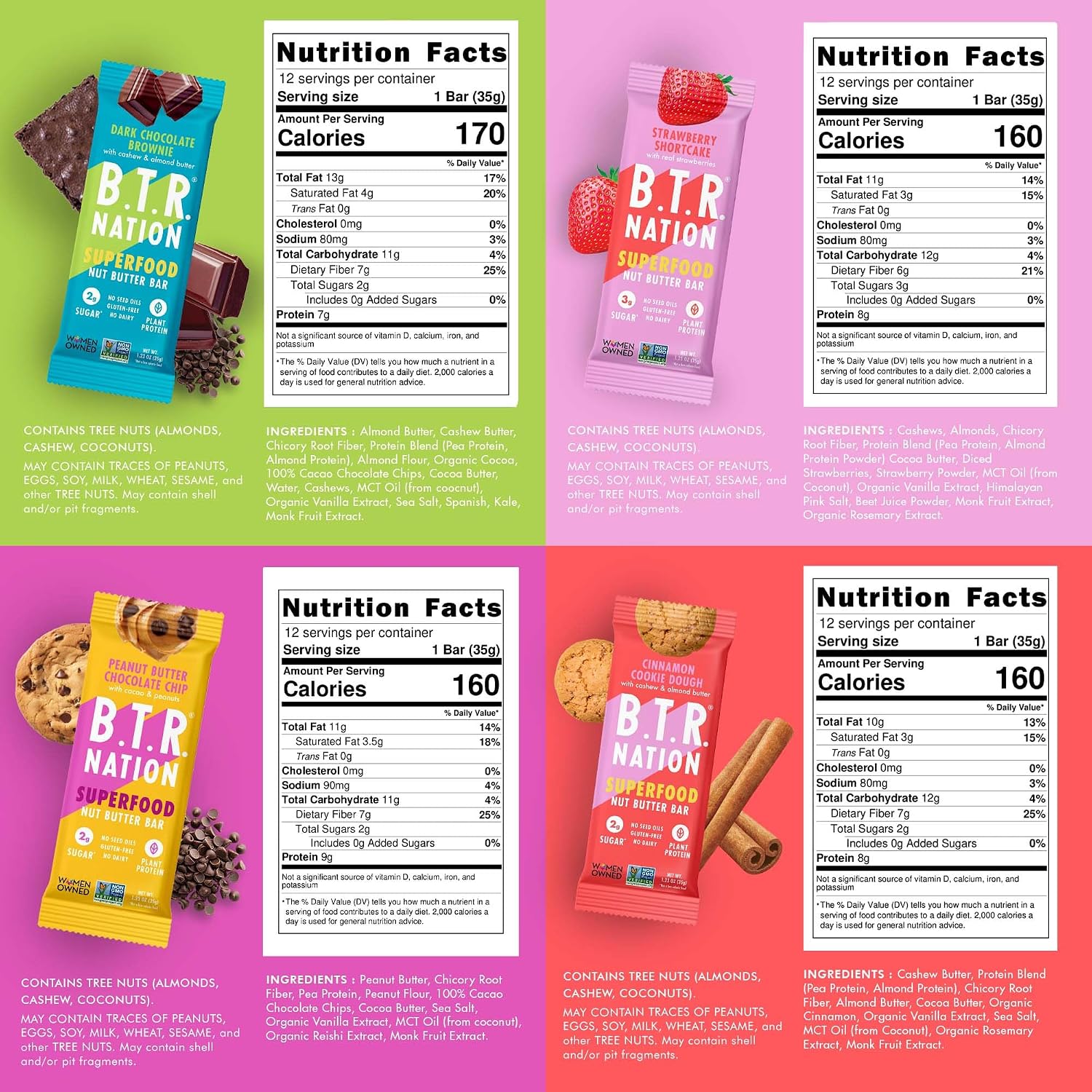 B.T.R Nation - Superfood Protein Bar Dark Chocolate - Vegan - 12 Bars