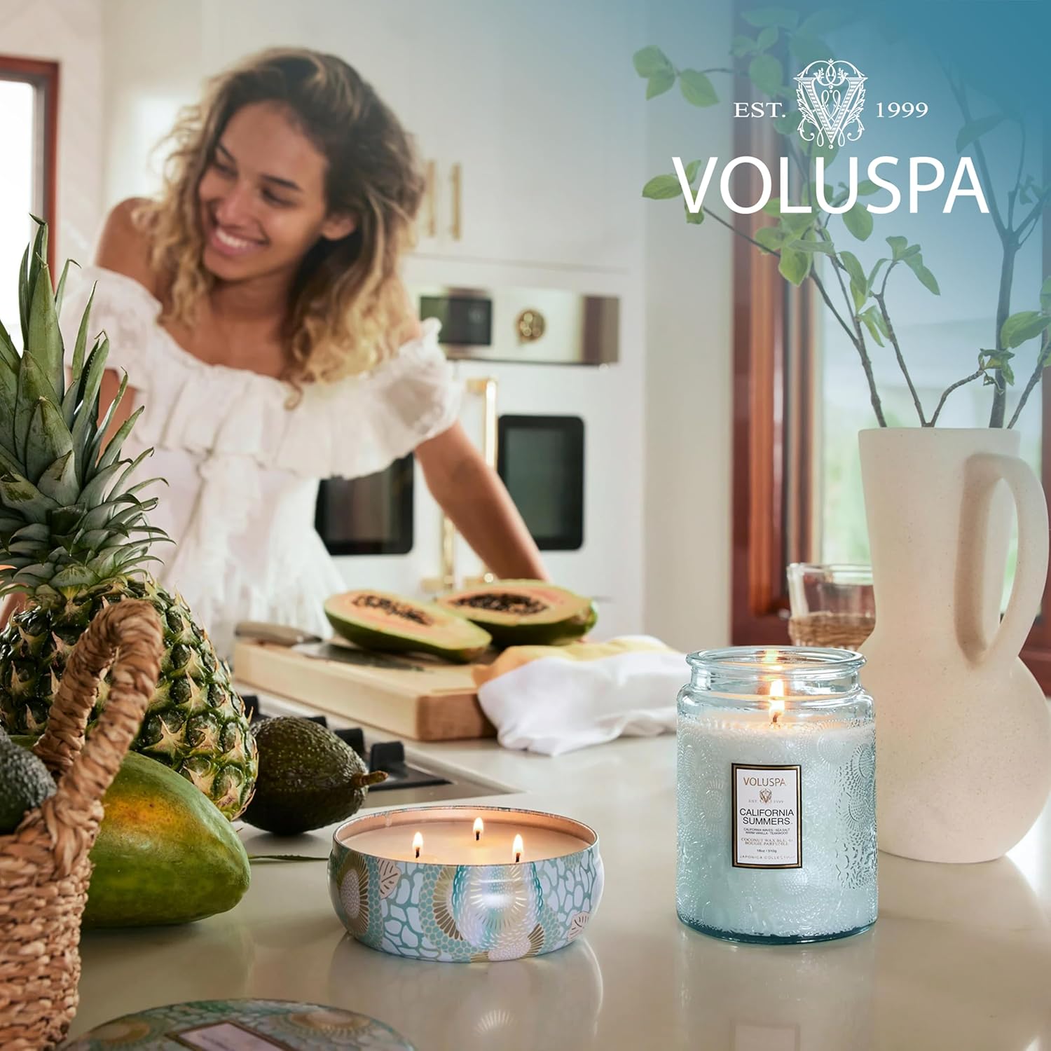 Voluspa Santal Vanille Scented Reed Diffuser, 3.4 oz, Luxury Santal Diffuser, Oil Reed Diffusers for Home, Handcrafted in the USA