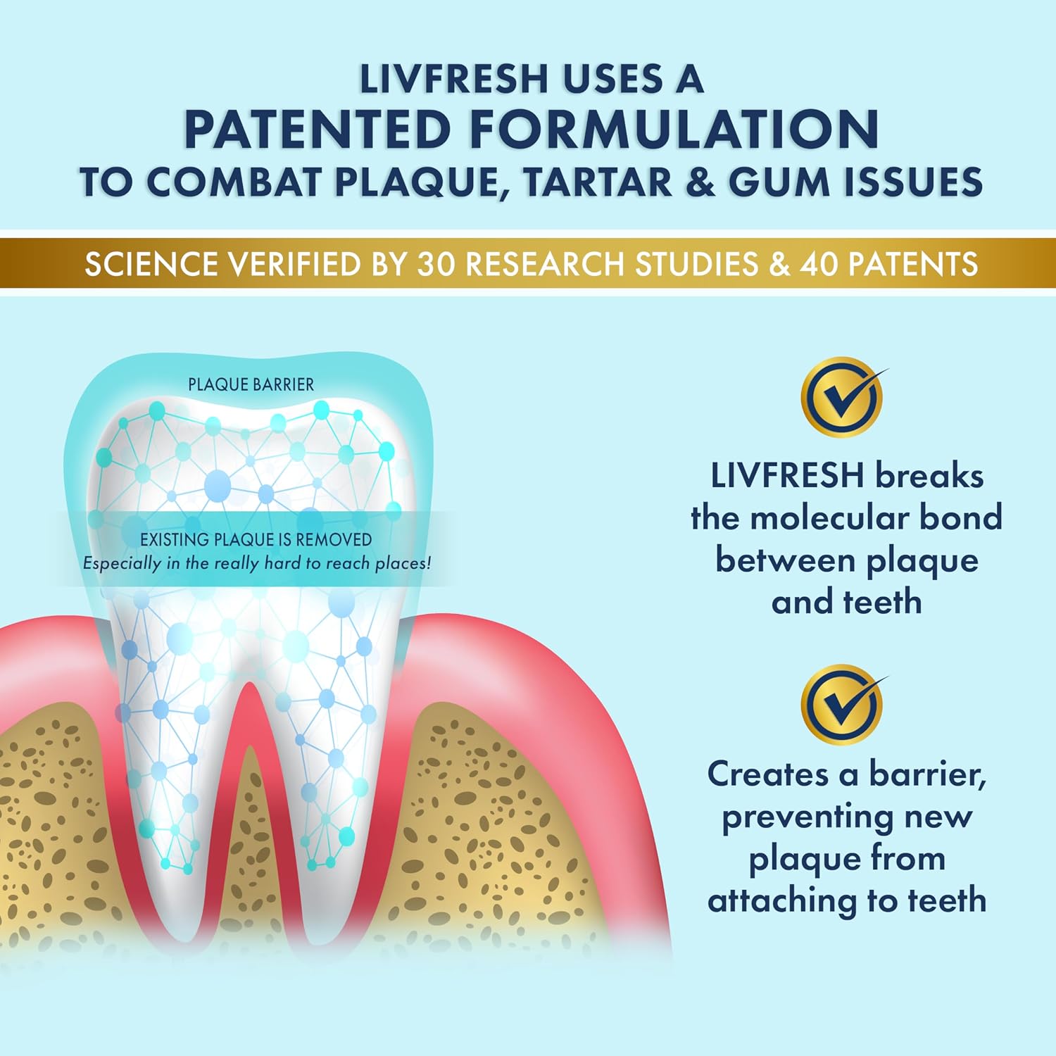 LIVFRESH Toothpaste Gel, Clinically Proven to Remove Plaque 250% Better, Improves Gum Health 190% Better, Prevents & Reduces Tartar, Freshens Breath, SLS Free Dental Gel, Wintergreen