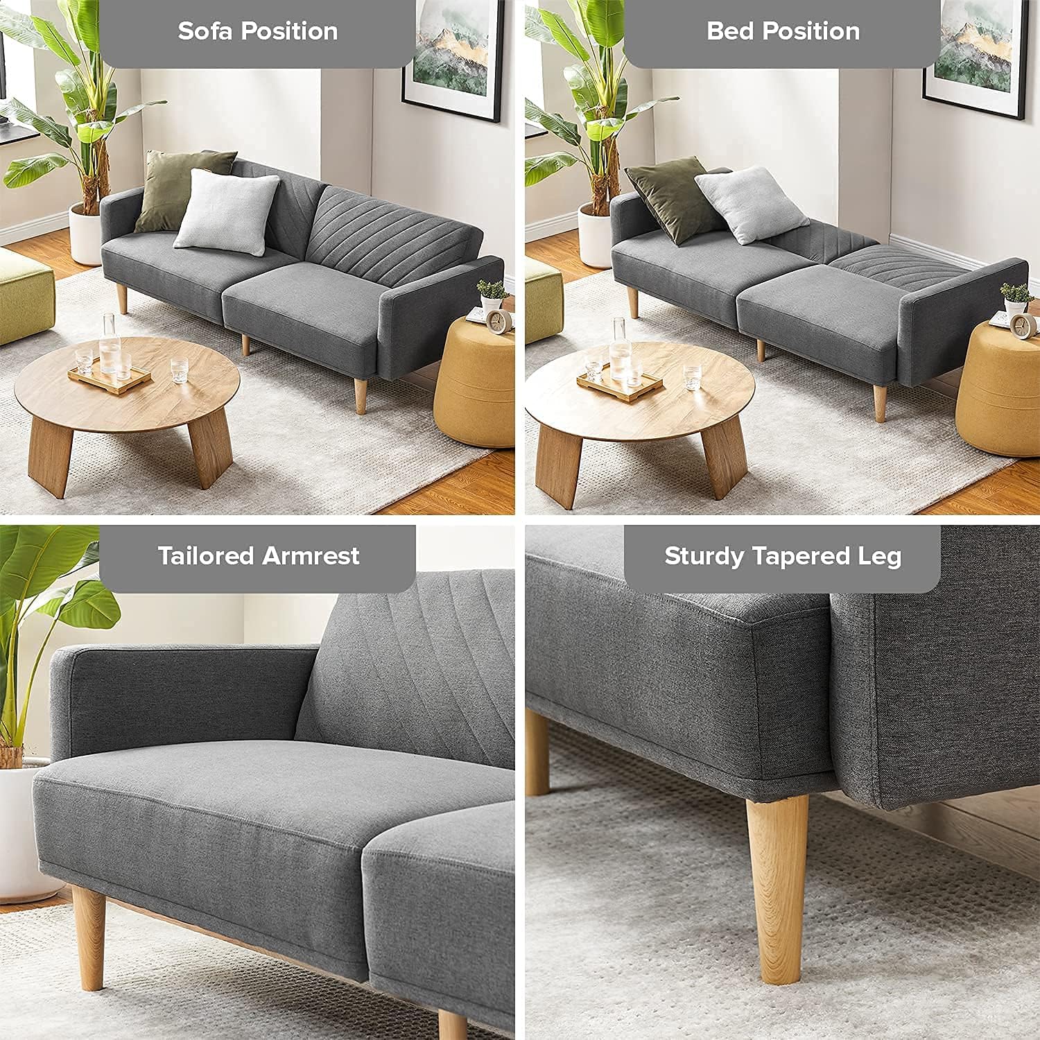 mopio 76.4" Futon Sofa Bed Chevron Styled, Sleeper Couch (Old Rosa Velvet)