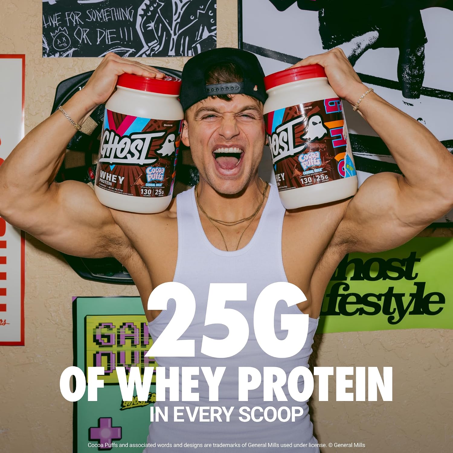 GHOST Whey Protein Powder, Milk Chocolate - 2LB, 25G of Protein | Whey Protein Isolate & Concentrate Blend - Post Workout Nutrition Shake, Smoothies - Soy & Gluten-Free - 2LB Tub, 26 Servings