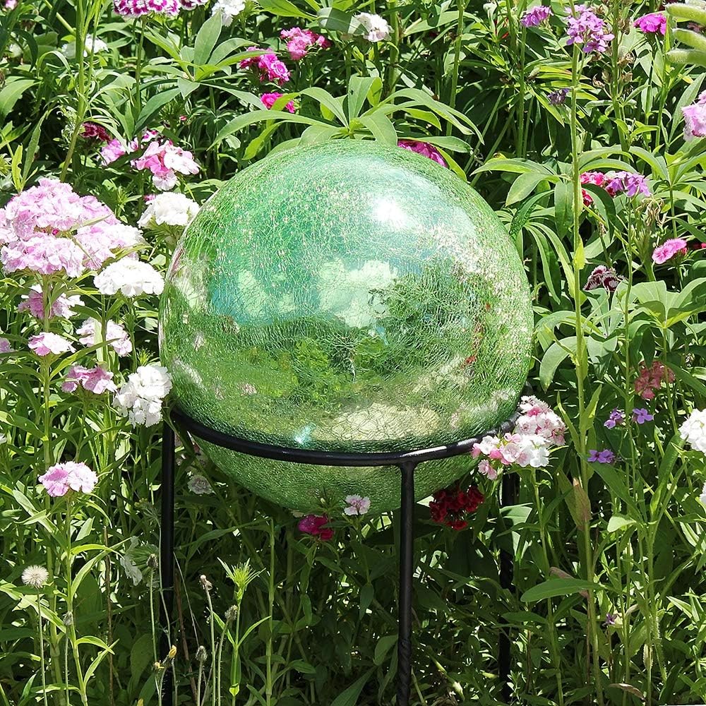 Achla Designs G10-FG-C Gazing, Fern Green 10 inch Glass Garden Globe Ball Sphere, 10