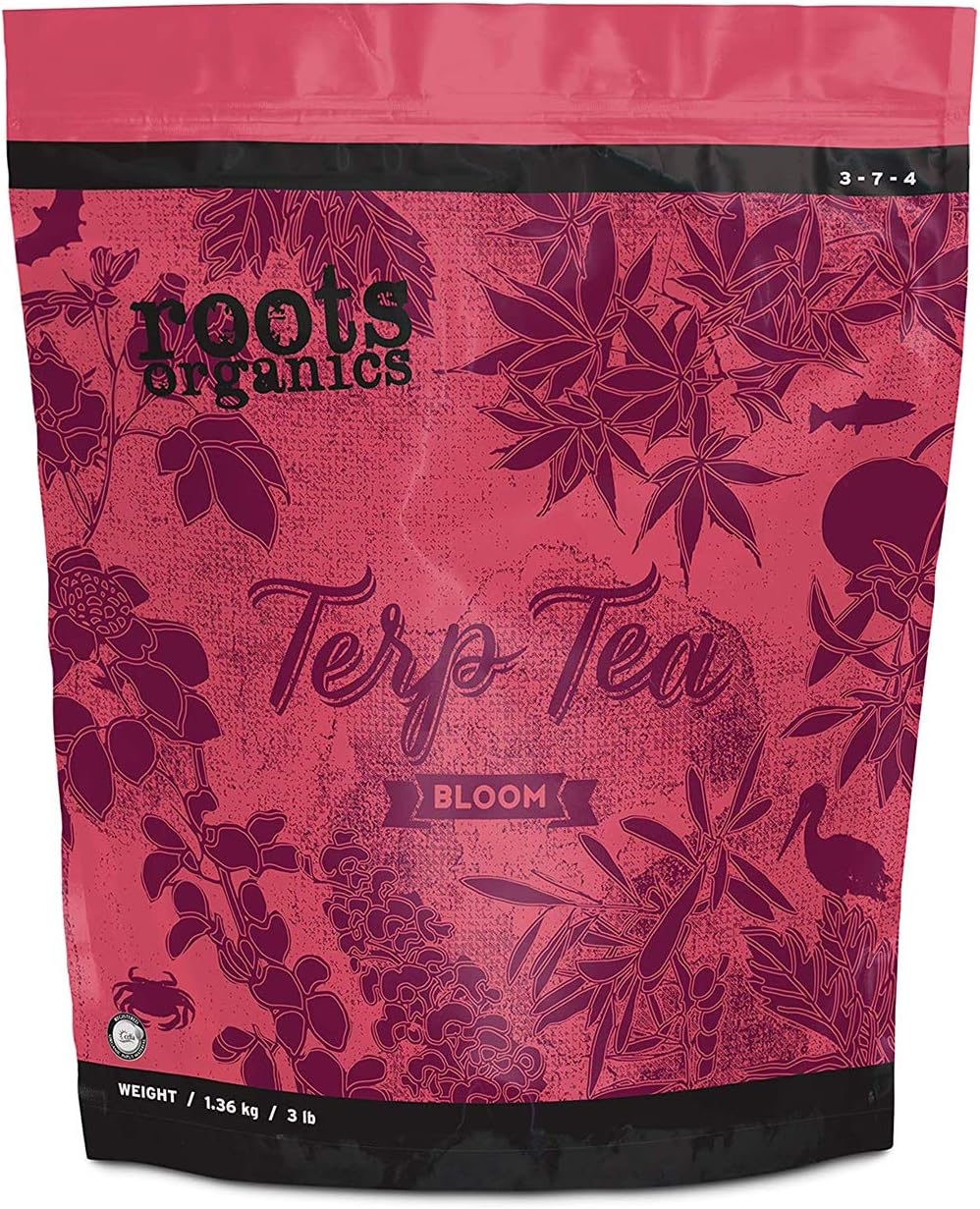 Roots Organics Terp Tea Bloom Natural Dry Gardening Fertilizer Micronized Flowering Nutrient for Large and Small Gardens, 3 Pound Bag