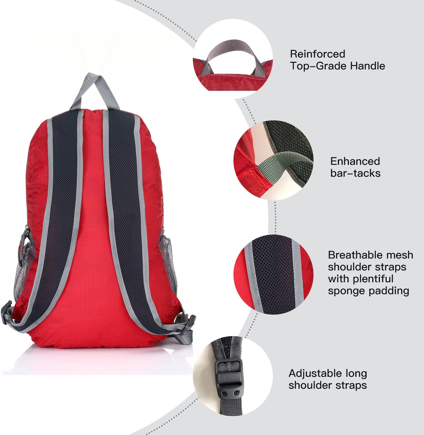 Packable Handy Lightweight Travel Hiking Backpack Daypack-Orange