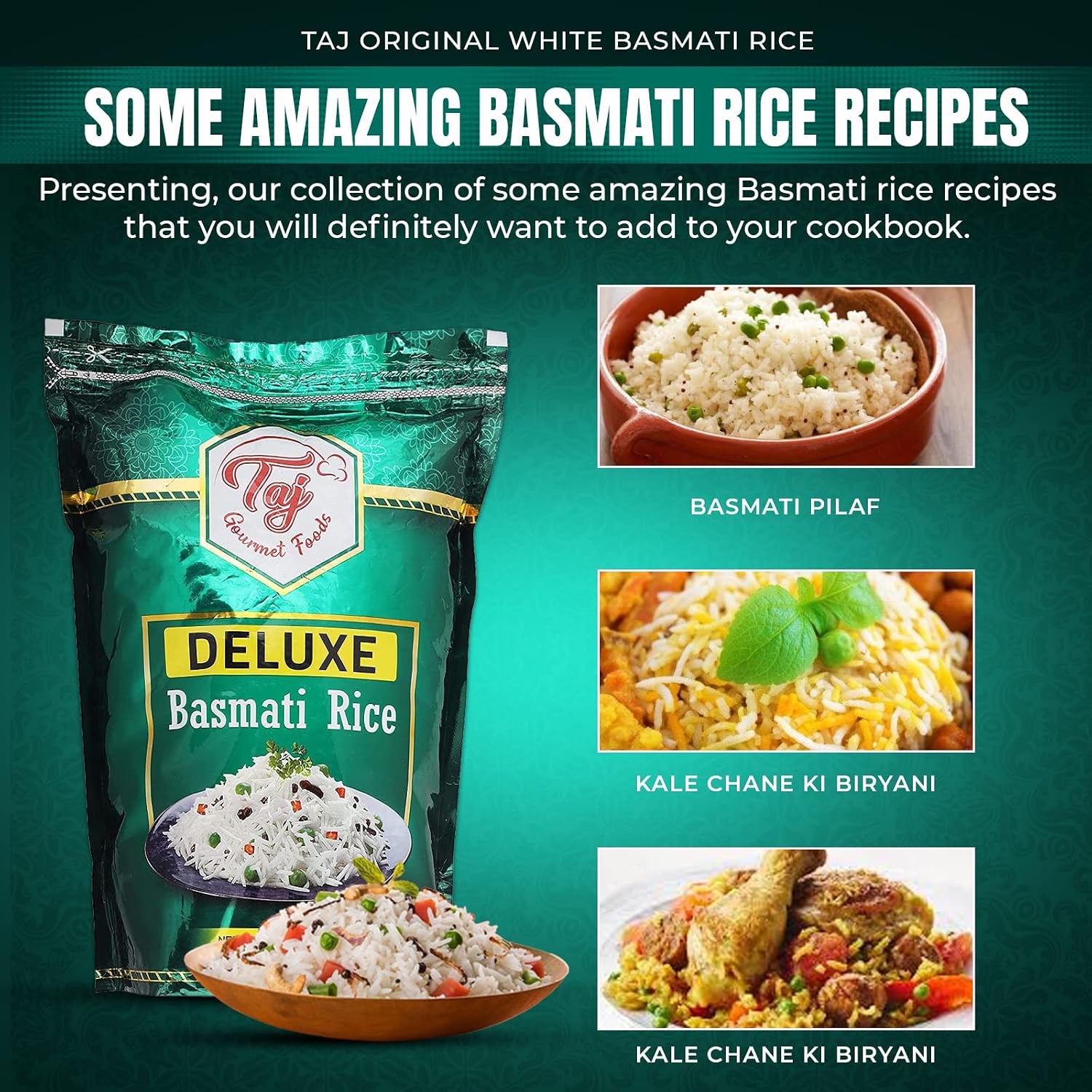 TAJ Gourmet Brown Basmati Rice, Naturally Aged, 10-Pounds