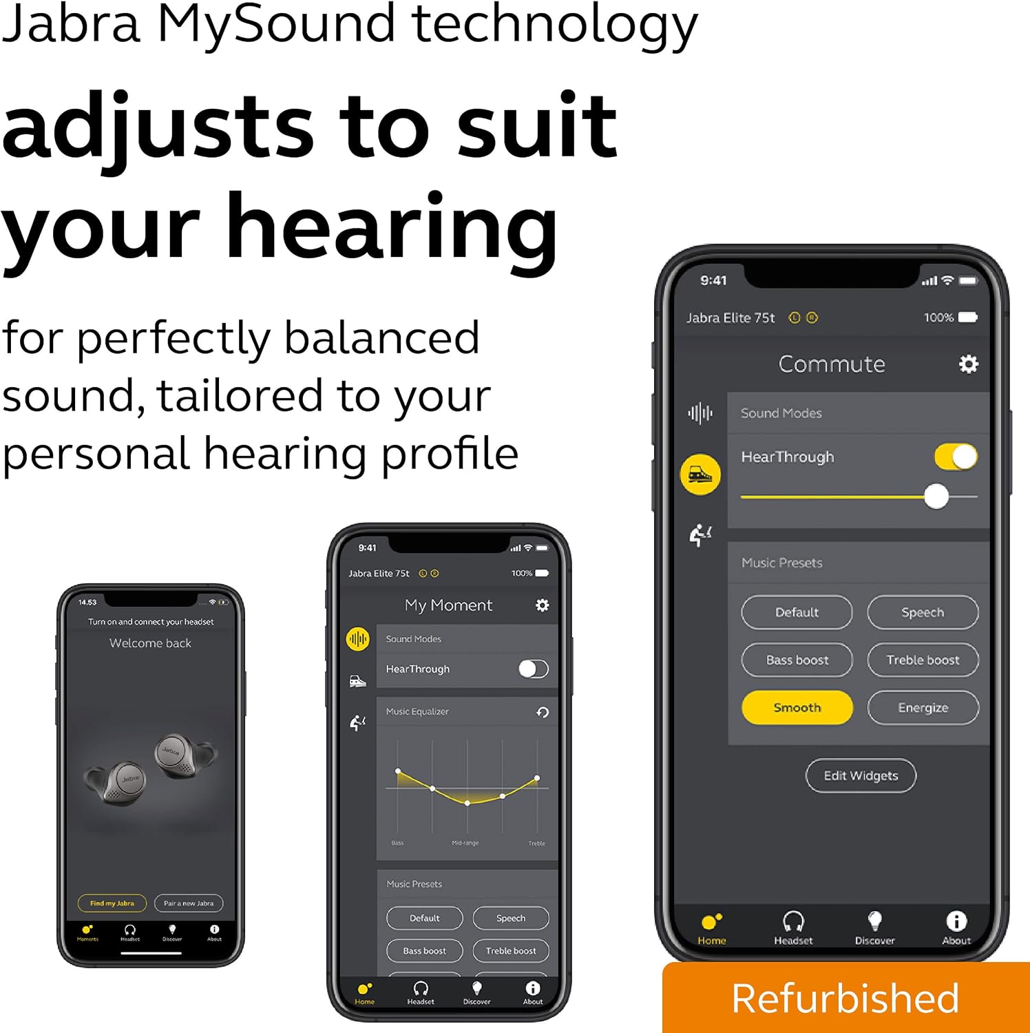 Jabra Elite Active 75t Navy Voice Assistant Enabled True Wireless Sports Earbuds with Charging Case (Renewed)