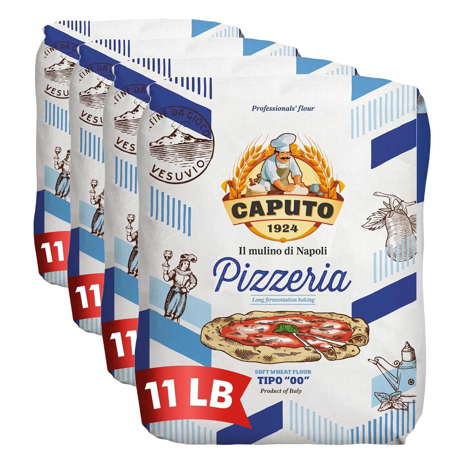 Antimo Caputo Pizzeria Flour Blue, 11 Pound (5Kg) Bag - Italian 00 Flour - Soft Wheat for Pizza Dough - Makes that Perfectly Elastic, Chewy