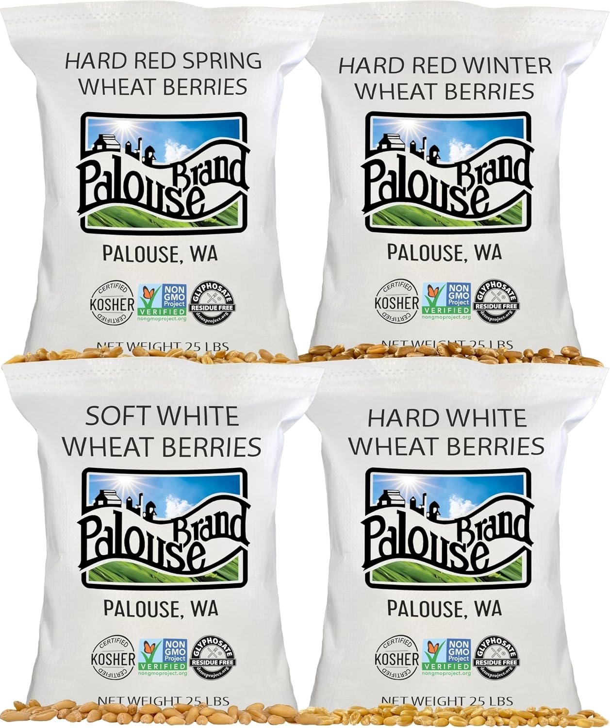 Palouse Brand Certified Glyphosate Residue Free Soft White Wheat Berries | 5 LBS | Family Farmed in Washington State | Non-GMO Project Verified | Kosher | Field Traced