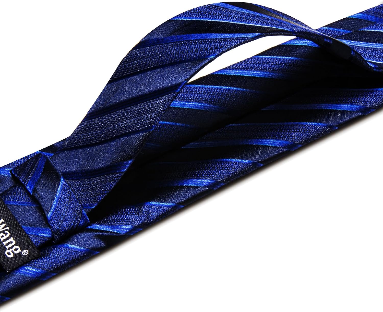 Barry.Wang Plaid Ties for Men Silk Necktie Handkerchief Cuff Links Set