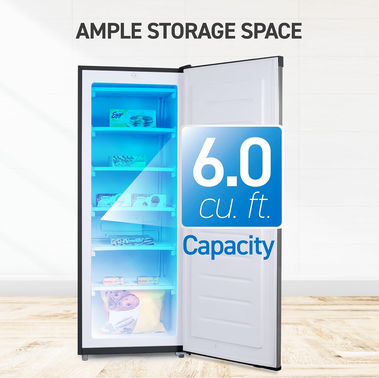 Commercial Cool Upright Freezer, Stand Up Freezer 5 Cu Ft with Reversible Door, White