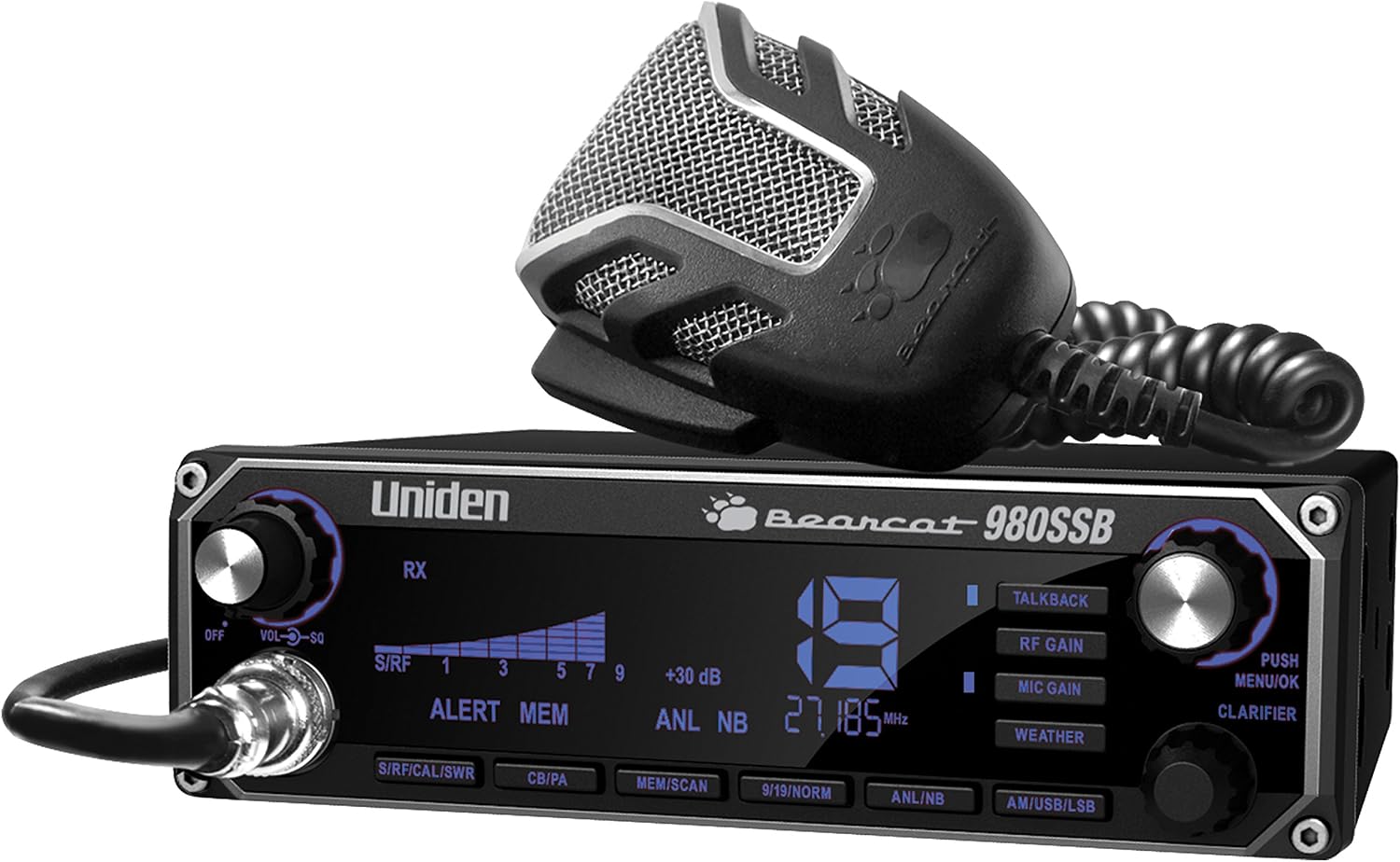 Uniden BEARCAT 980 40- Channel SSB CB Radio with Sideband NOAA WeatherBand, 7- Color Digital Display PA/CB Switch and Noise Cancelling Mic
