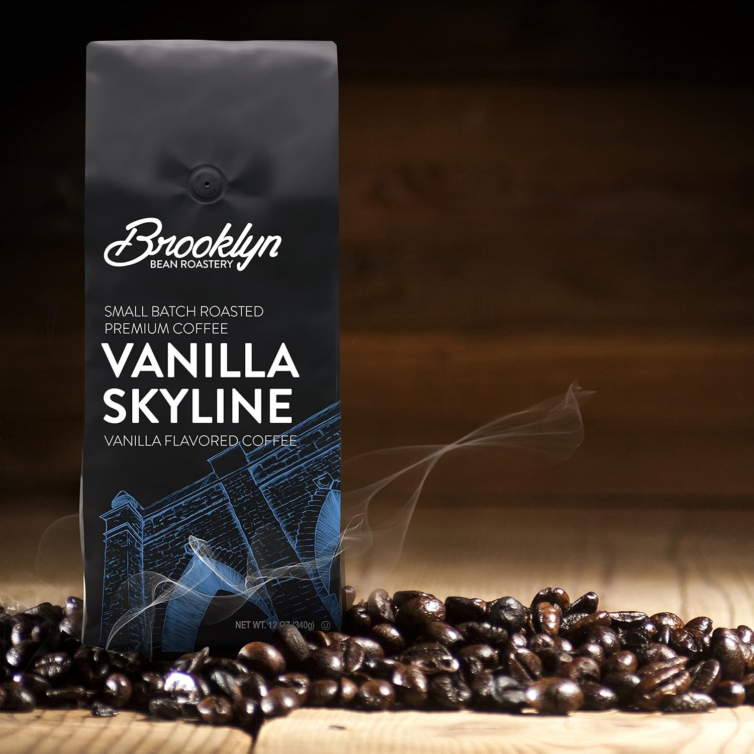 Brooklyn Beans Maple Sleigh 100% Arabica Craft Roasted Ground Coffee, Premium Maple Flavored Roast, 12 Oz Bag