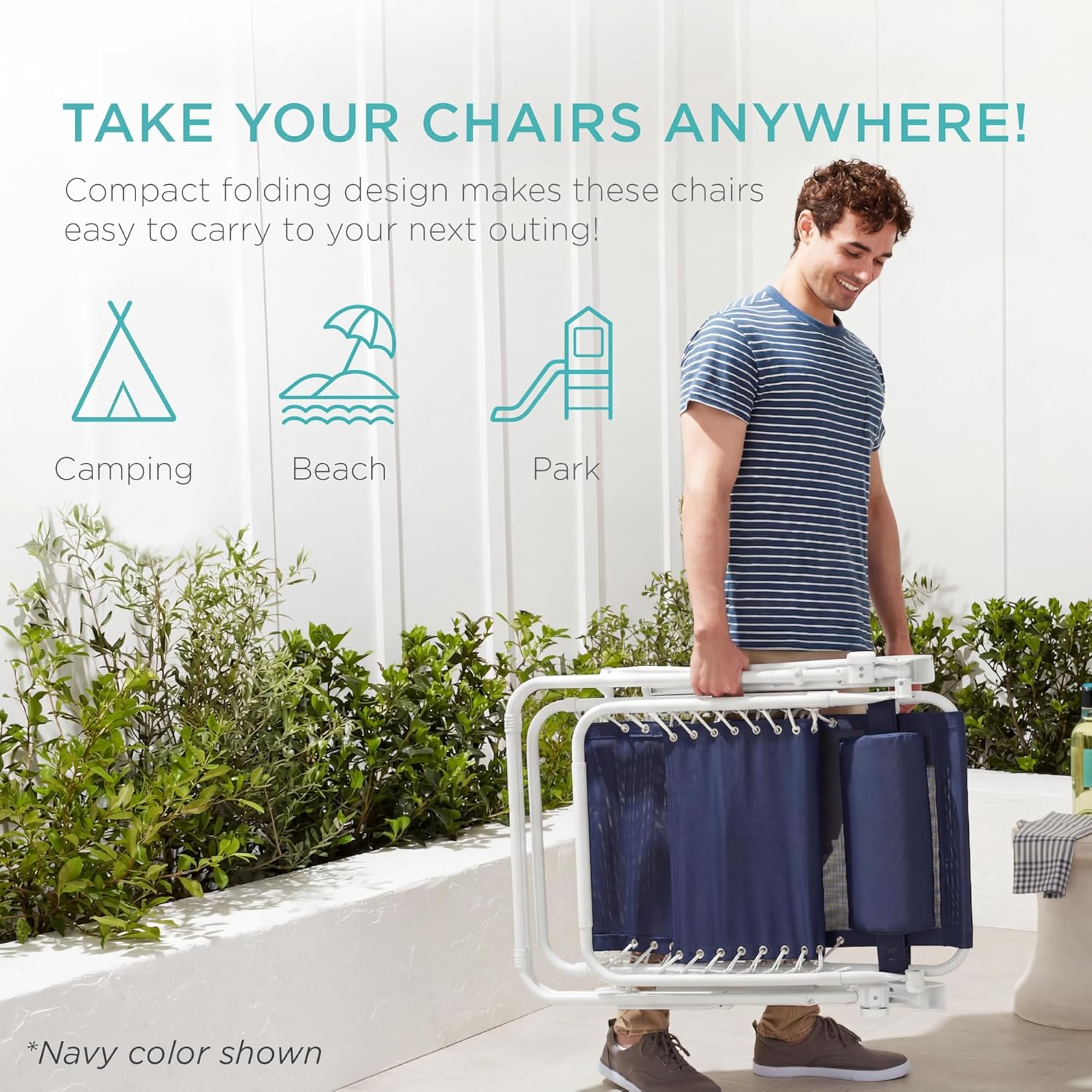 Best Choice Products Set of 2 Adjustable Steel Mesh Zero Gravity Lounge Chair Recliners w/Pillows and Cup Holder Trays - Light Blue
