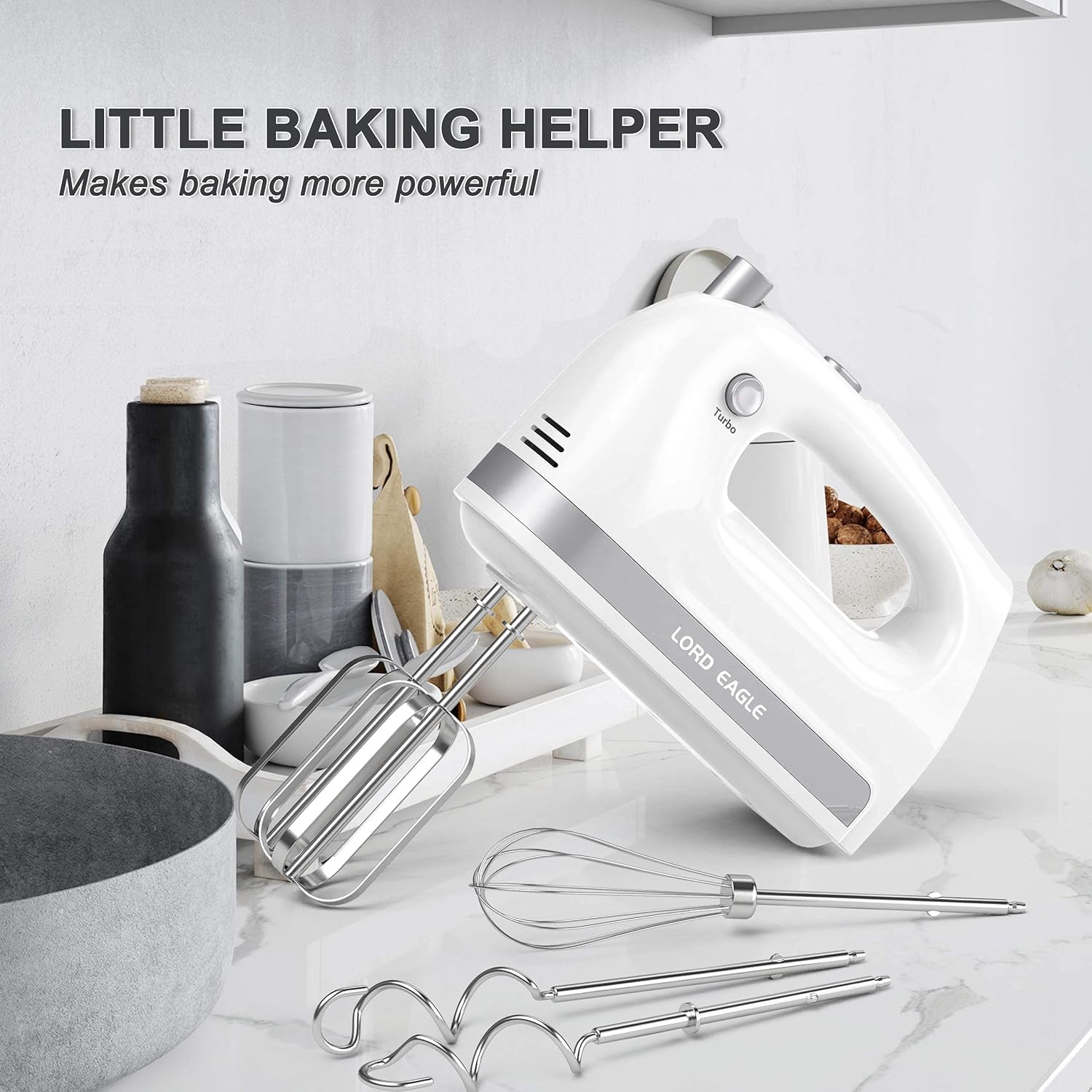 Lord Eagle Hand Mixer Electric Handheld 400W 5-Speed Lightweight
